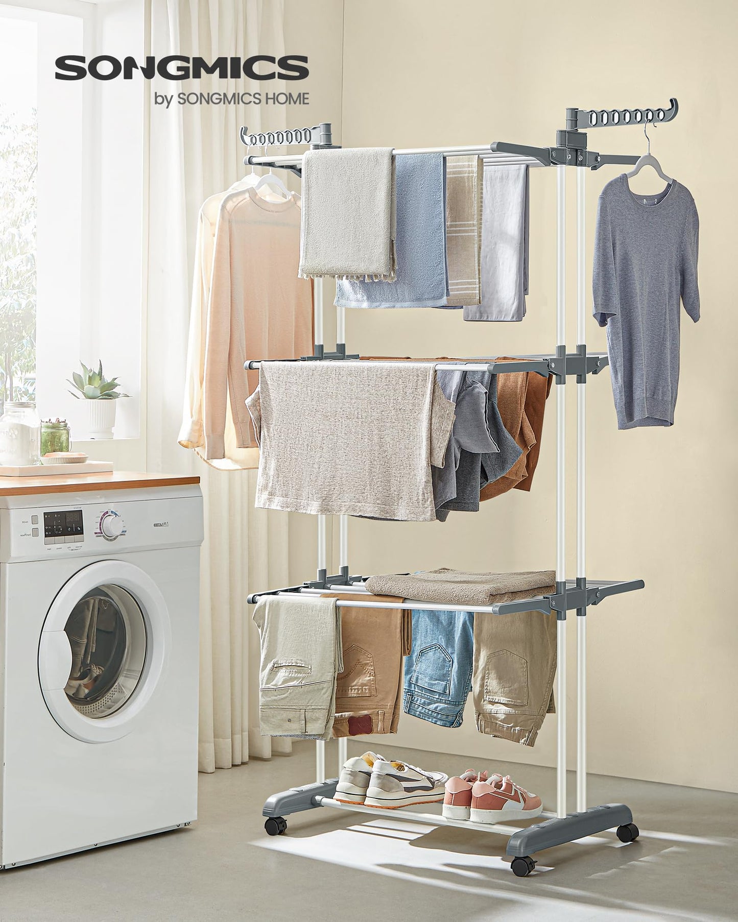 SONGMICS 4-Tier Foldable Clothes Drying Rack