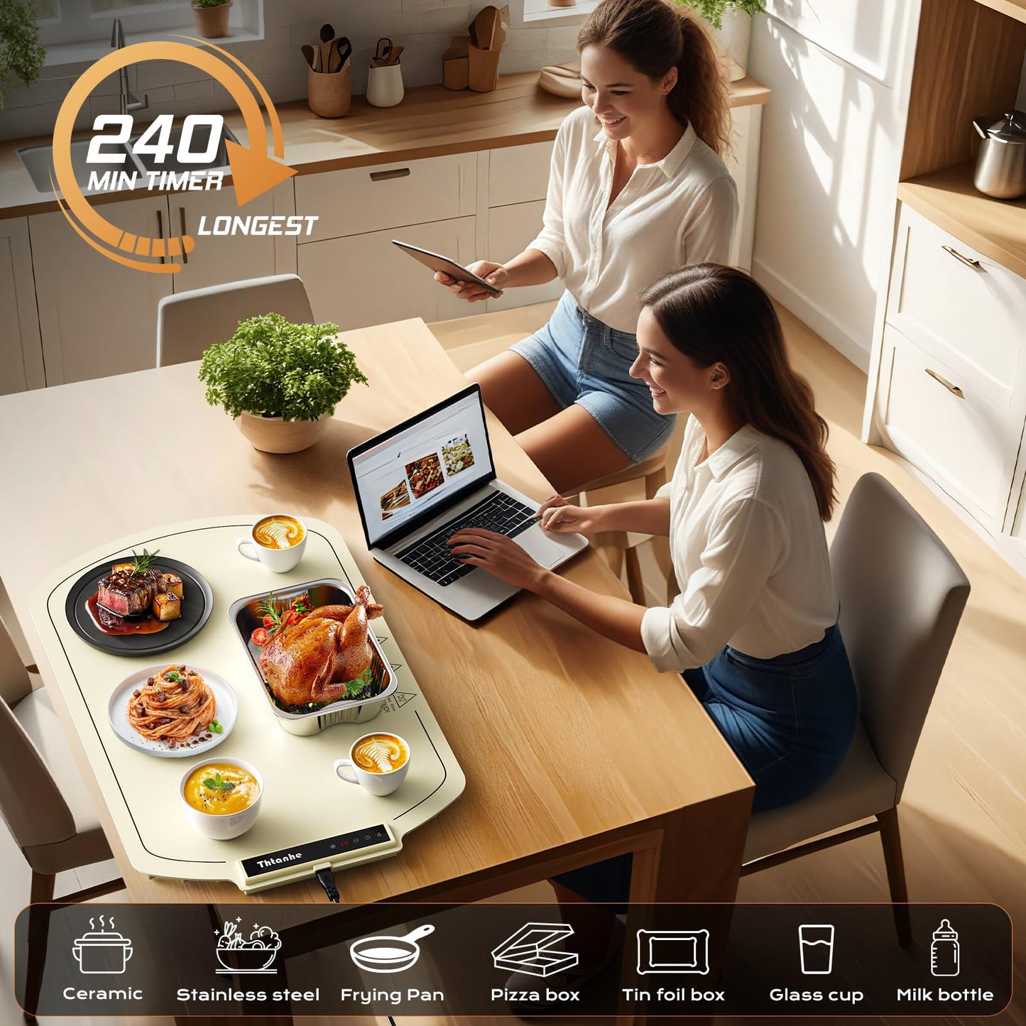 Portable Food Warming Tray with 4 Temperature Settings