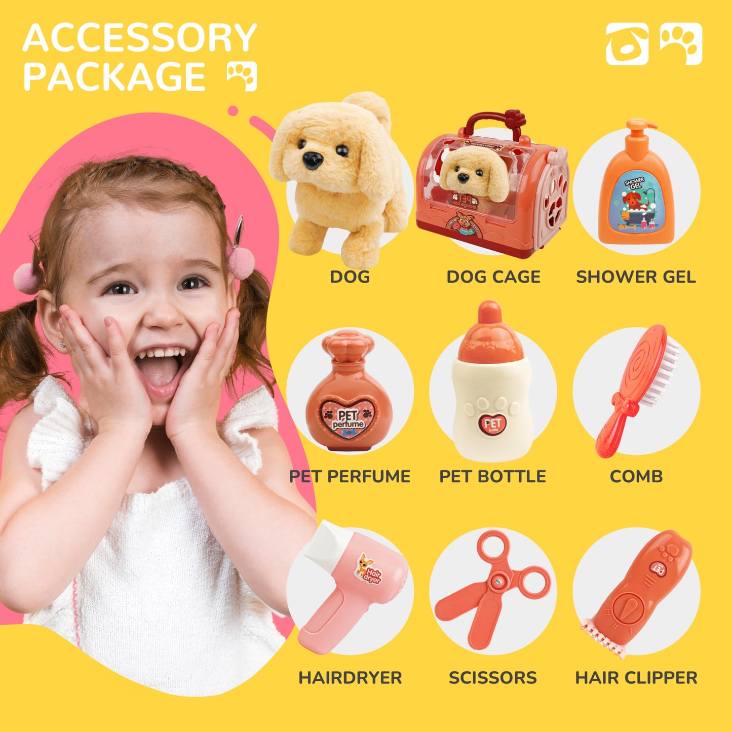 Interactive Electric Puppy Toy with Carrier Accessories
