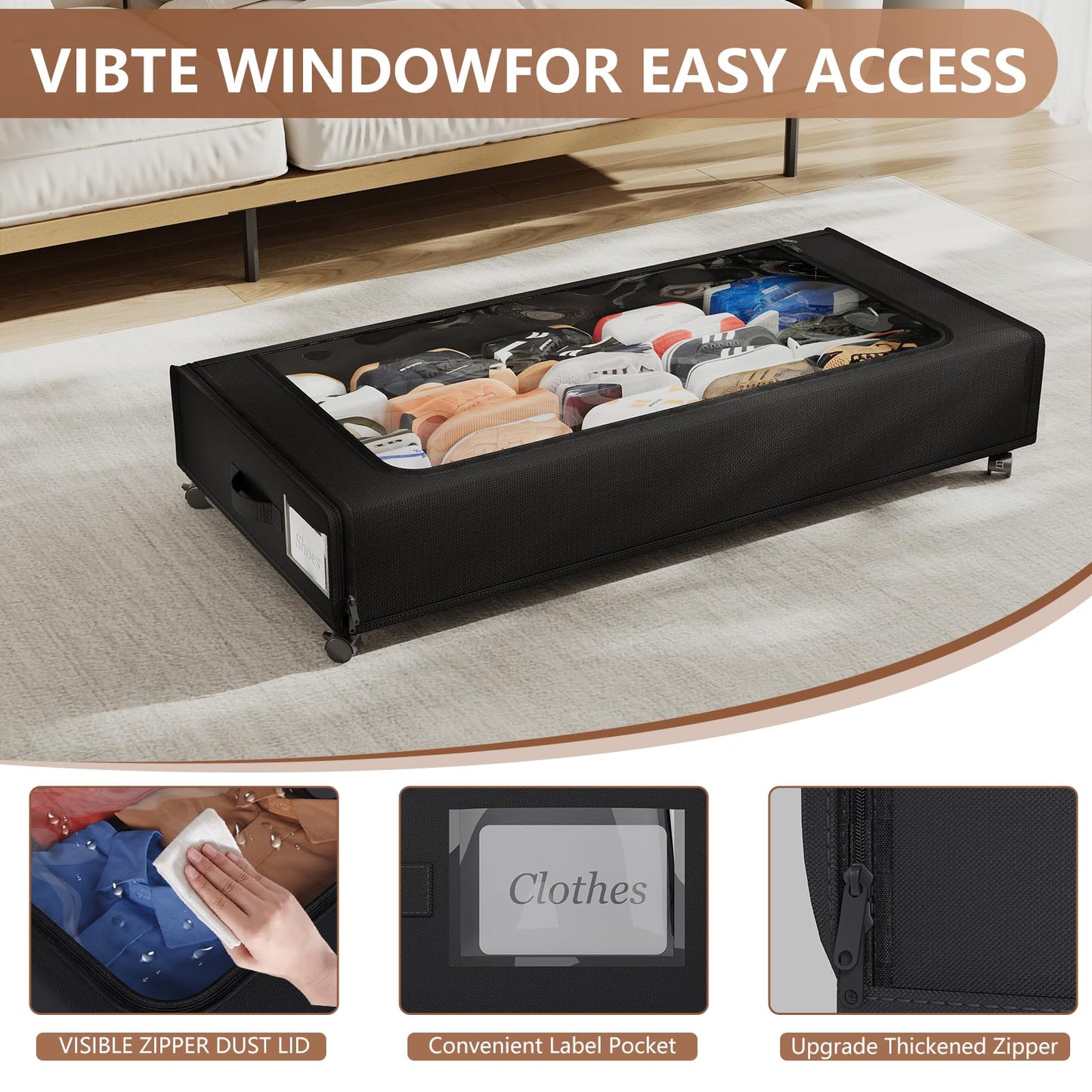 66L Under Bed Storage Organizer with Wheels