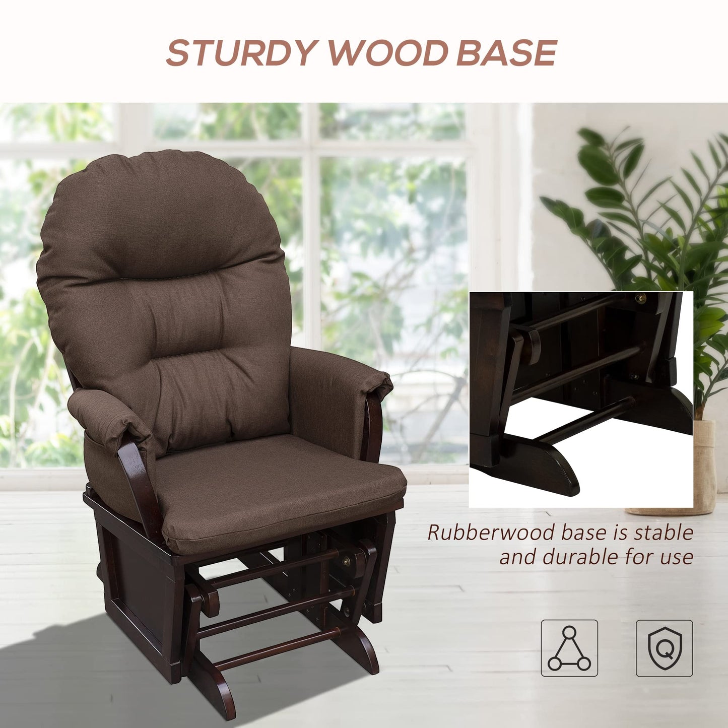 HOMCOM Nursery Glider Rocking Chair with Ottoman