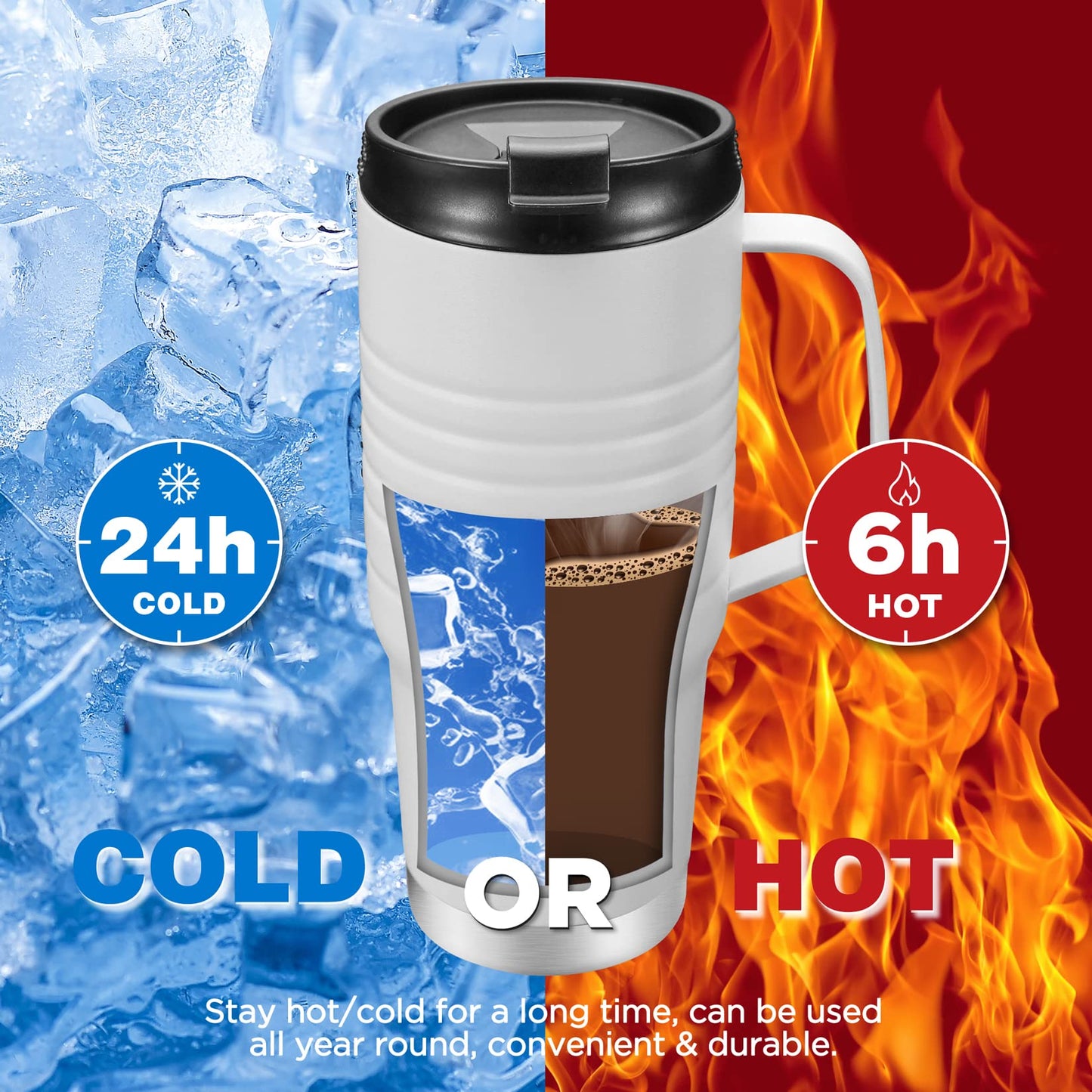 24 oz HAUSHOF Stainless Steel Travel Mug with Handle