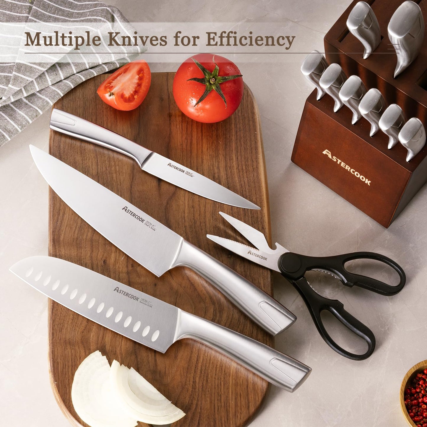 15-Piece Astercook Stainless Steel Knife Set