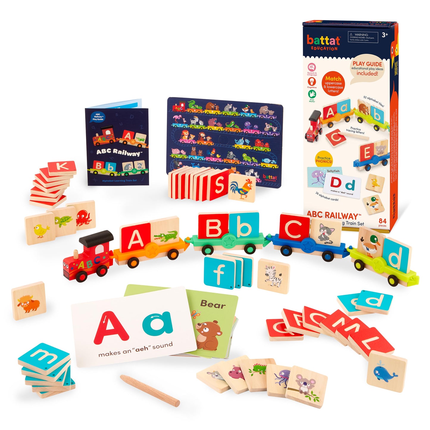 Battat Education Wooden Alphabet Train Set 84 Pieces