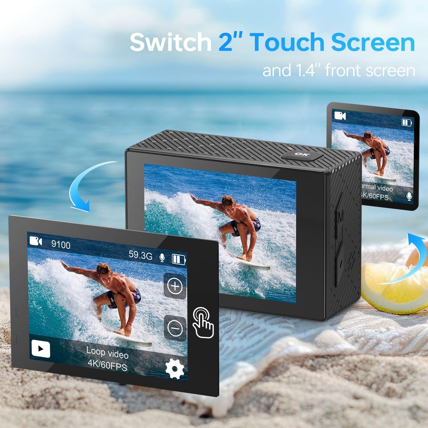 Hiicam 4K Waterproof Action Camera with Stabilization