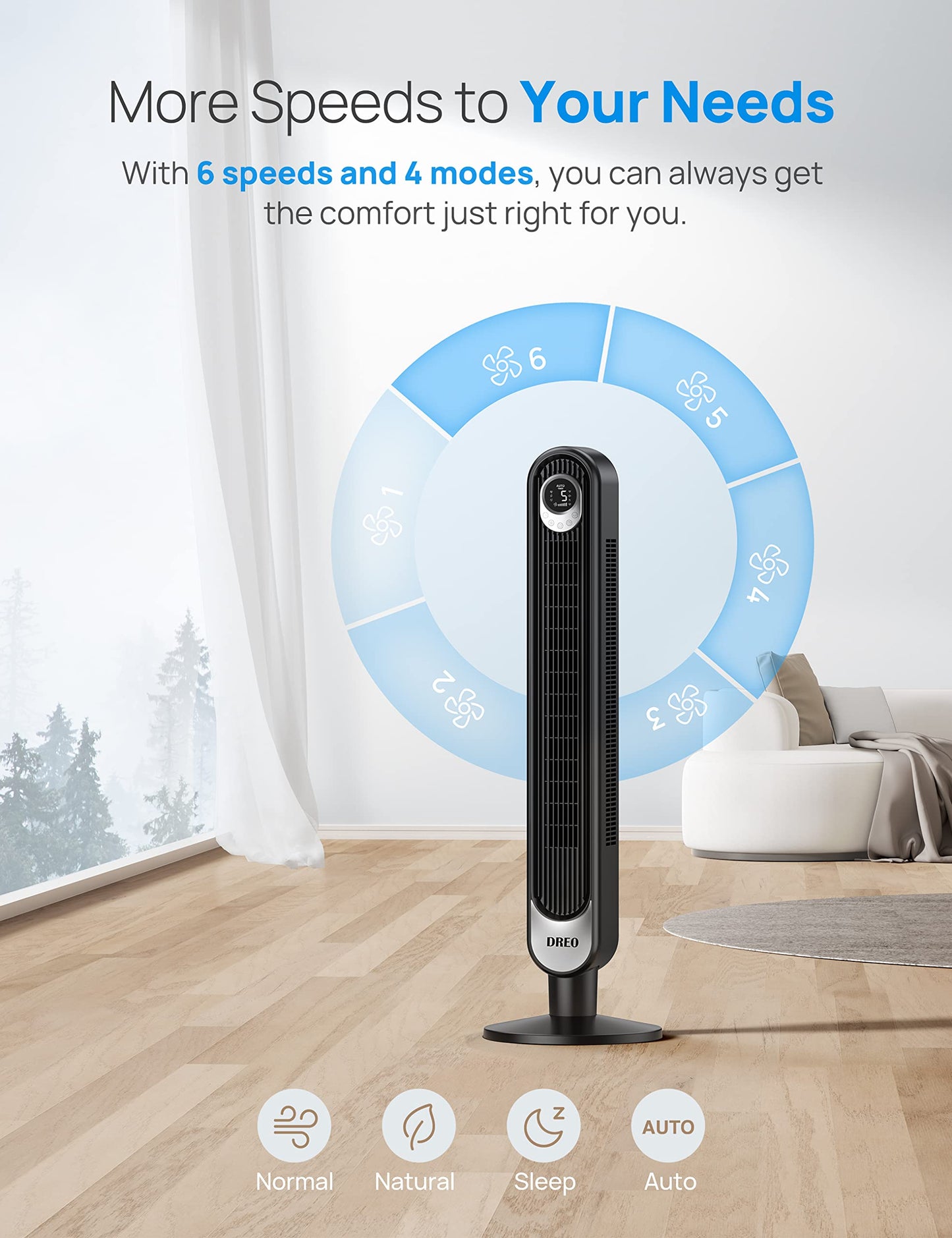 Dreo 42" Bladeless Oscillating Tower Fan with Remote