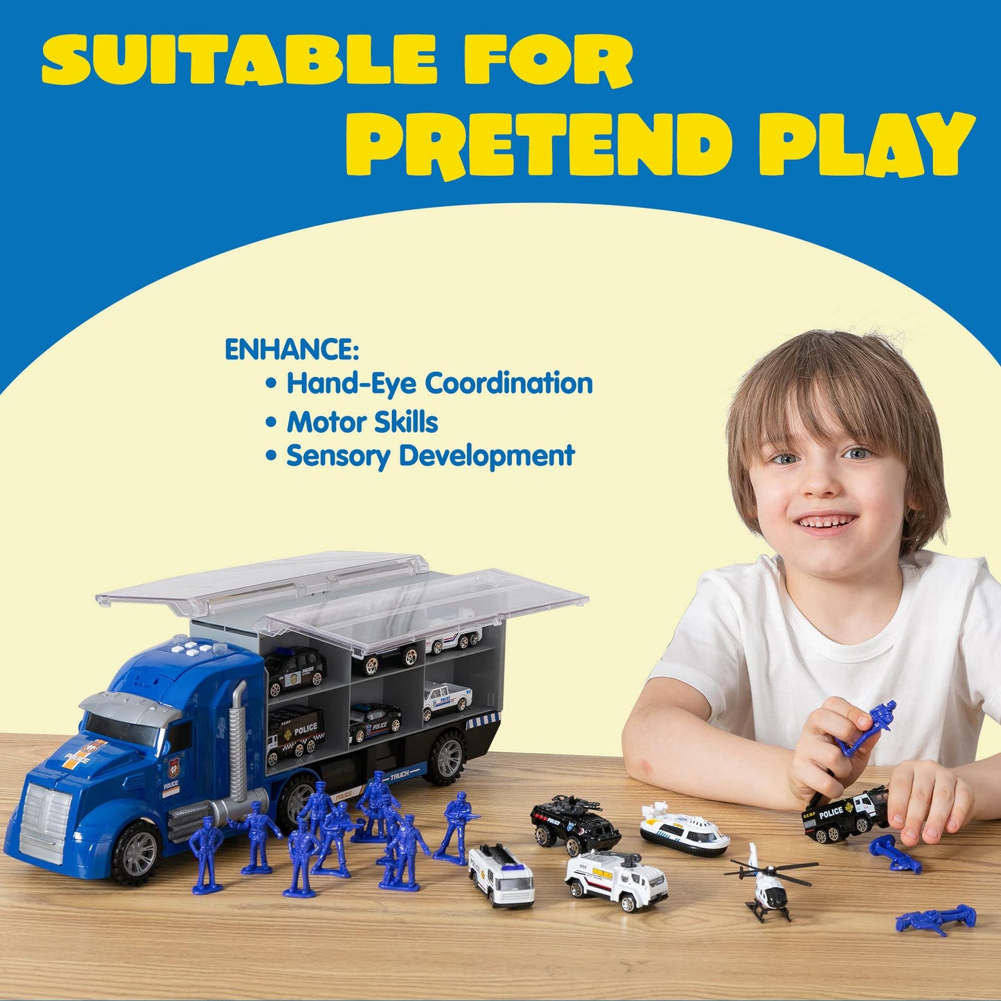 JOYIN 25-in-1 Police Rescue Truck Toy Set