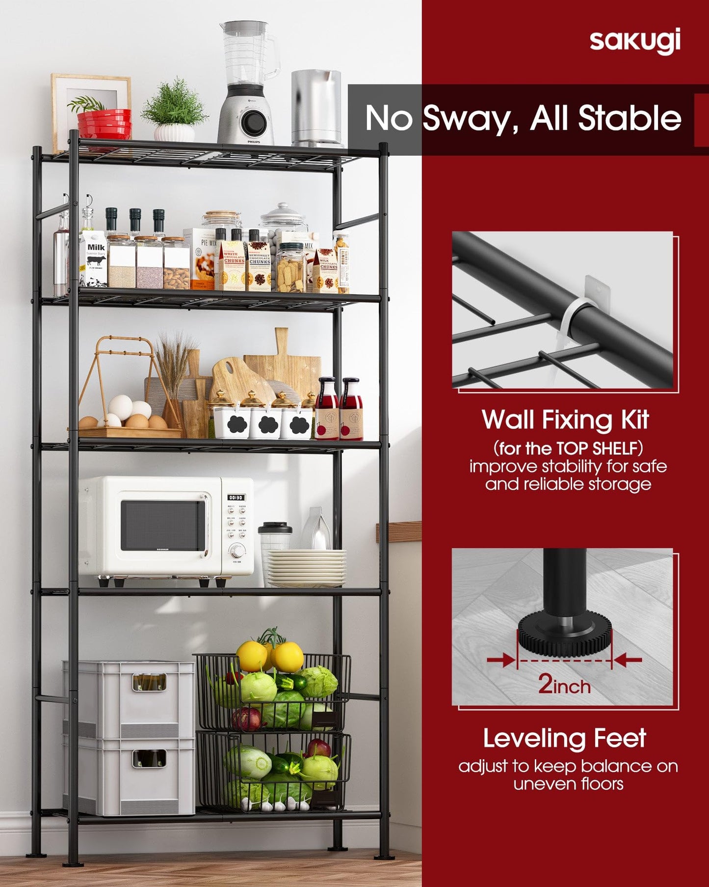 5-Tier Heavy Duty Storage Shelves Organizer