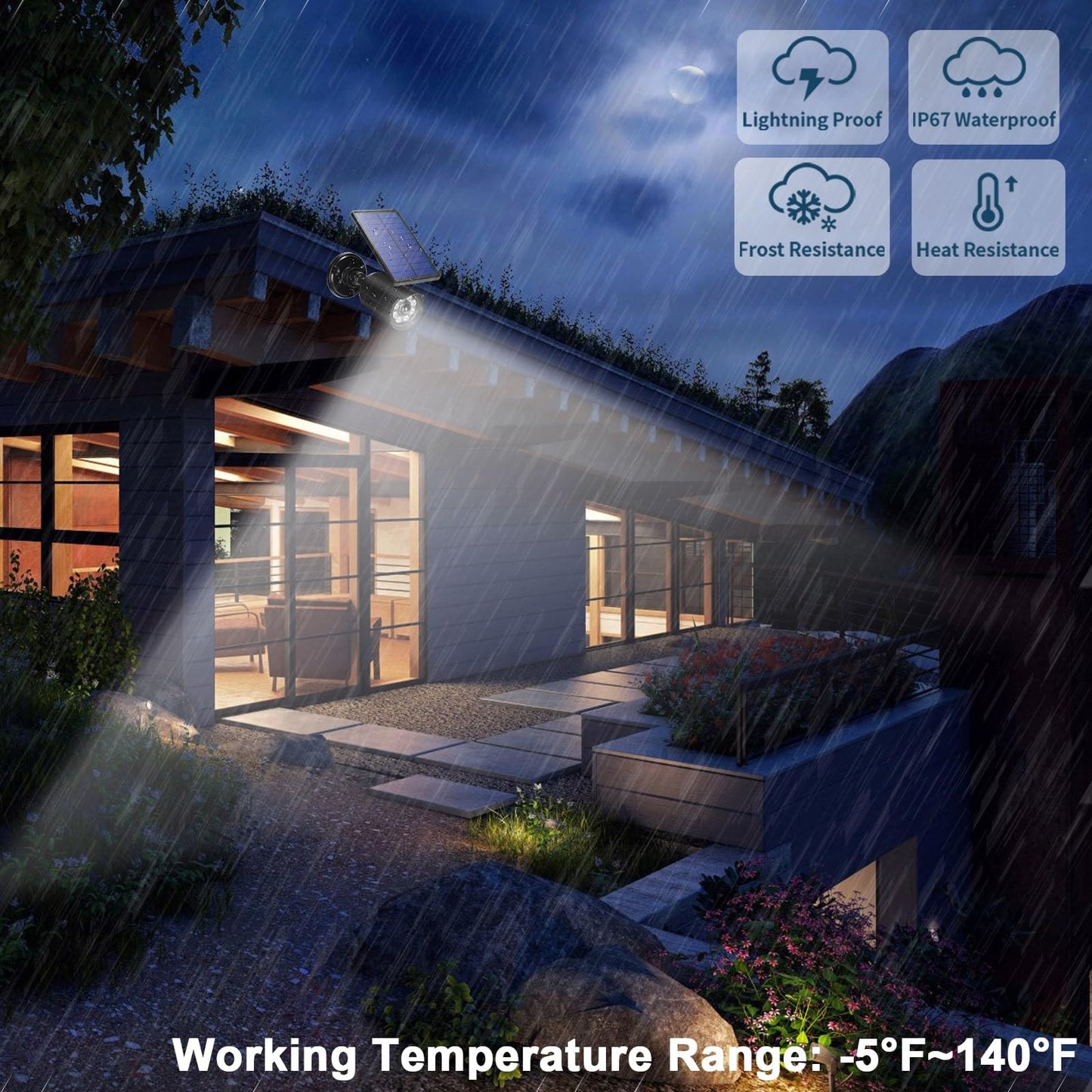 2000LM CAHOUGSMT Solar Motion Sensor Flood Lights