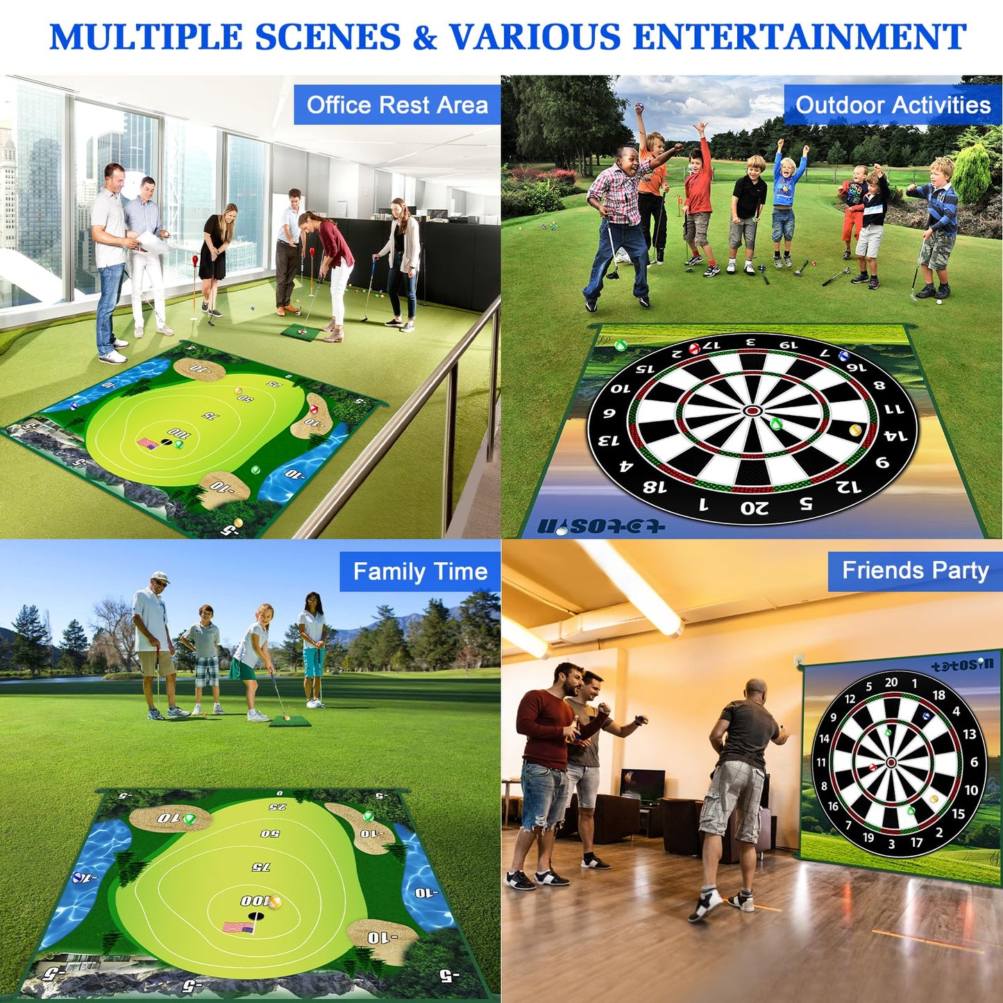 Golf Chipping Game with Double-Sided Practice Mat