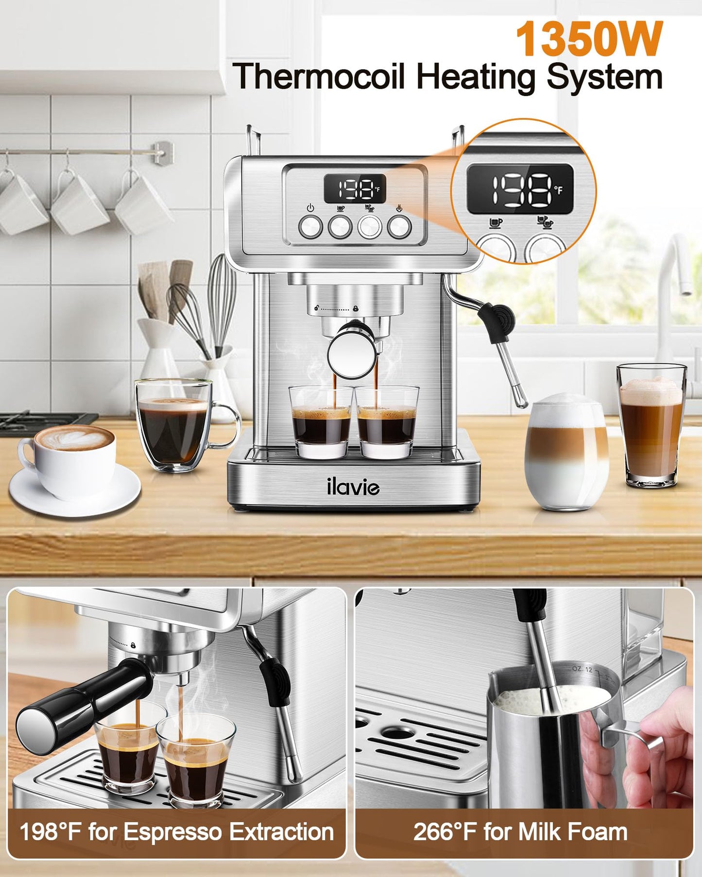 ILAVIE 20 Bar Espresso Machine with Milk Frother