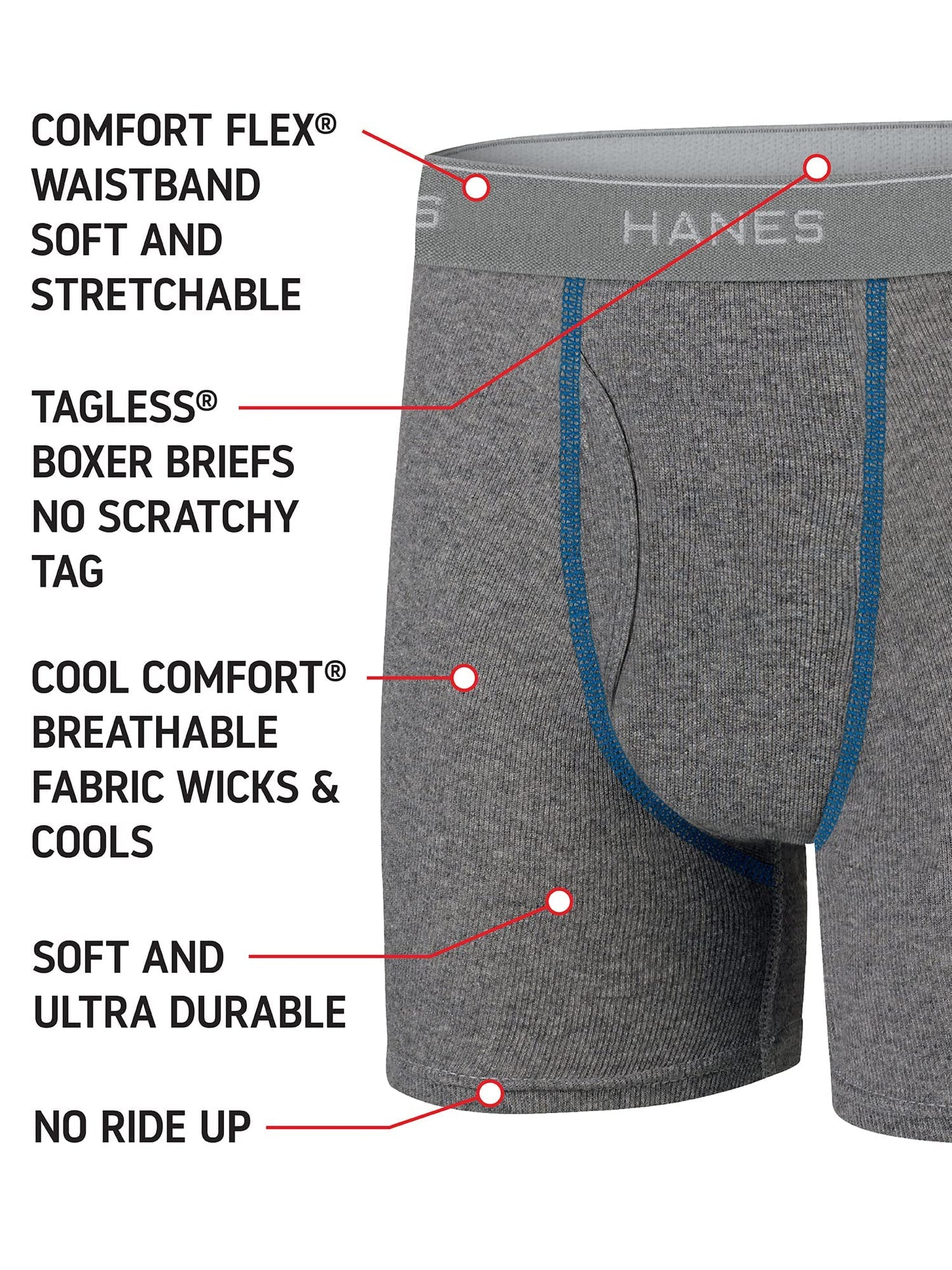 10 Pack Hanes Boys' Comfort Flex Boxer Briefs
