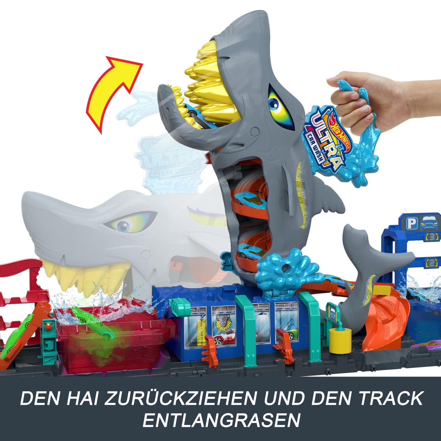Hot Wheels Shark Car Wash Track Set with Vehicle