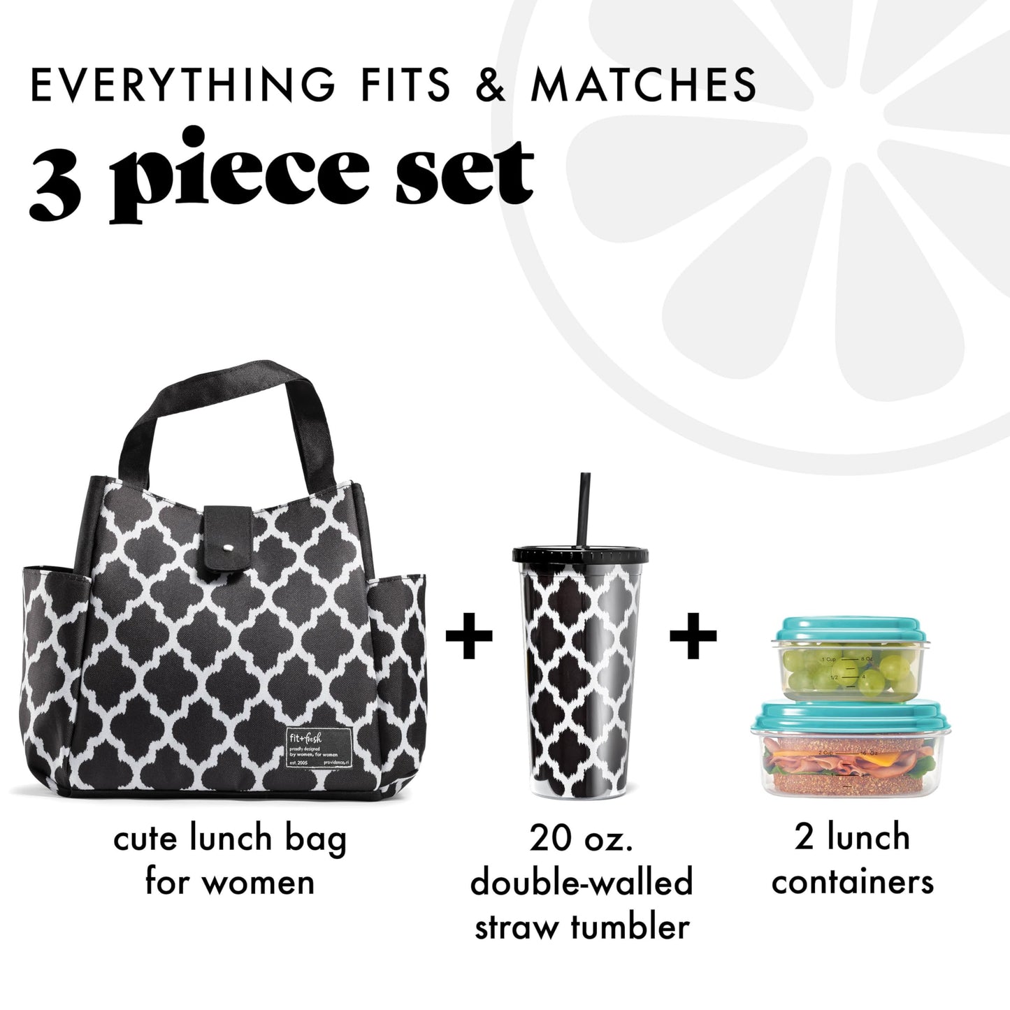 Insulated Lunch Bag with Containers & Tumbler