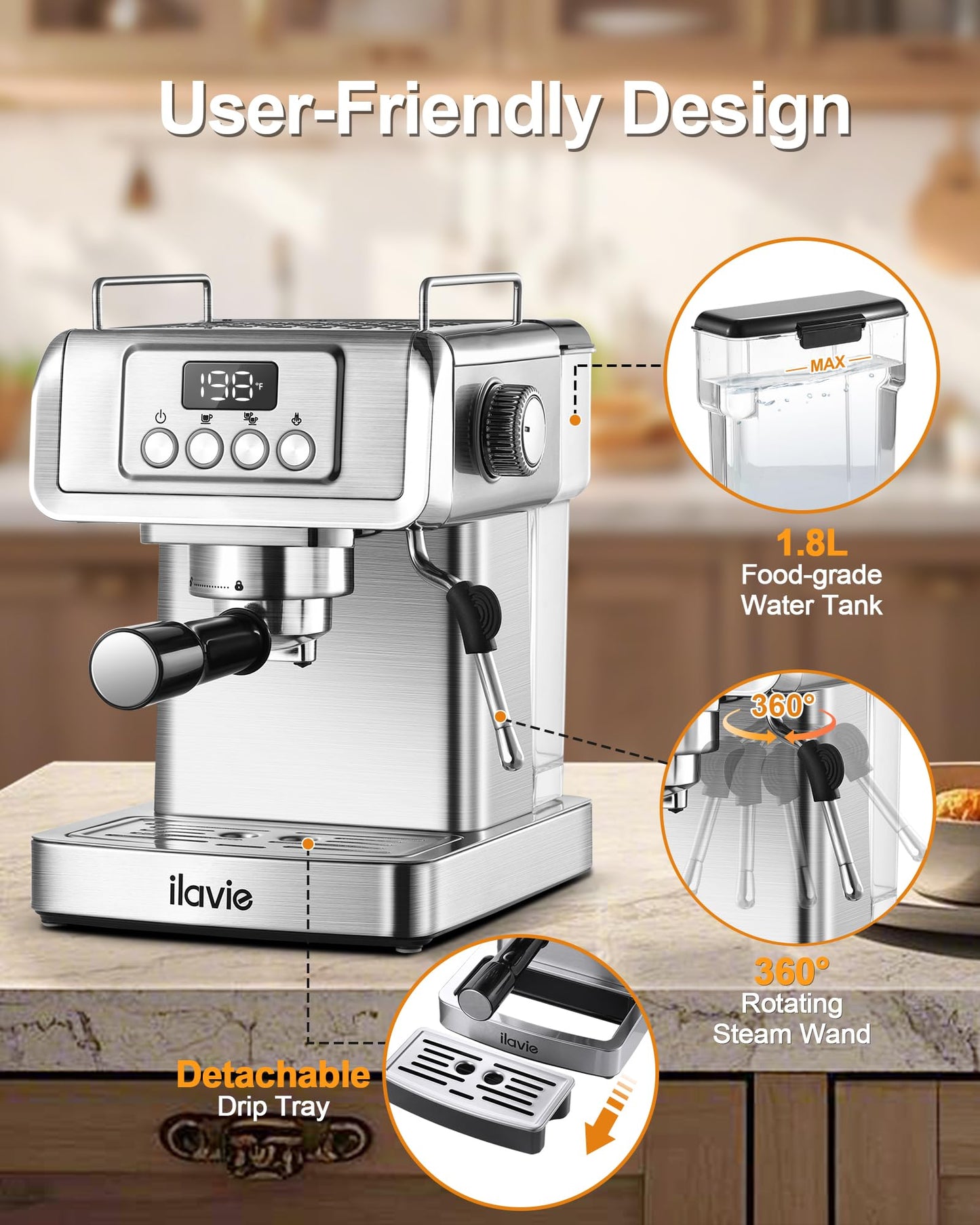 ILAVIE 20 Bar Espresso Machine with Milk Frother