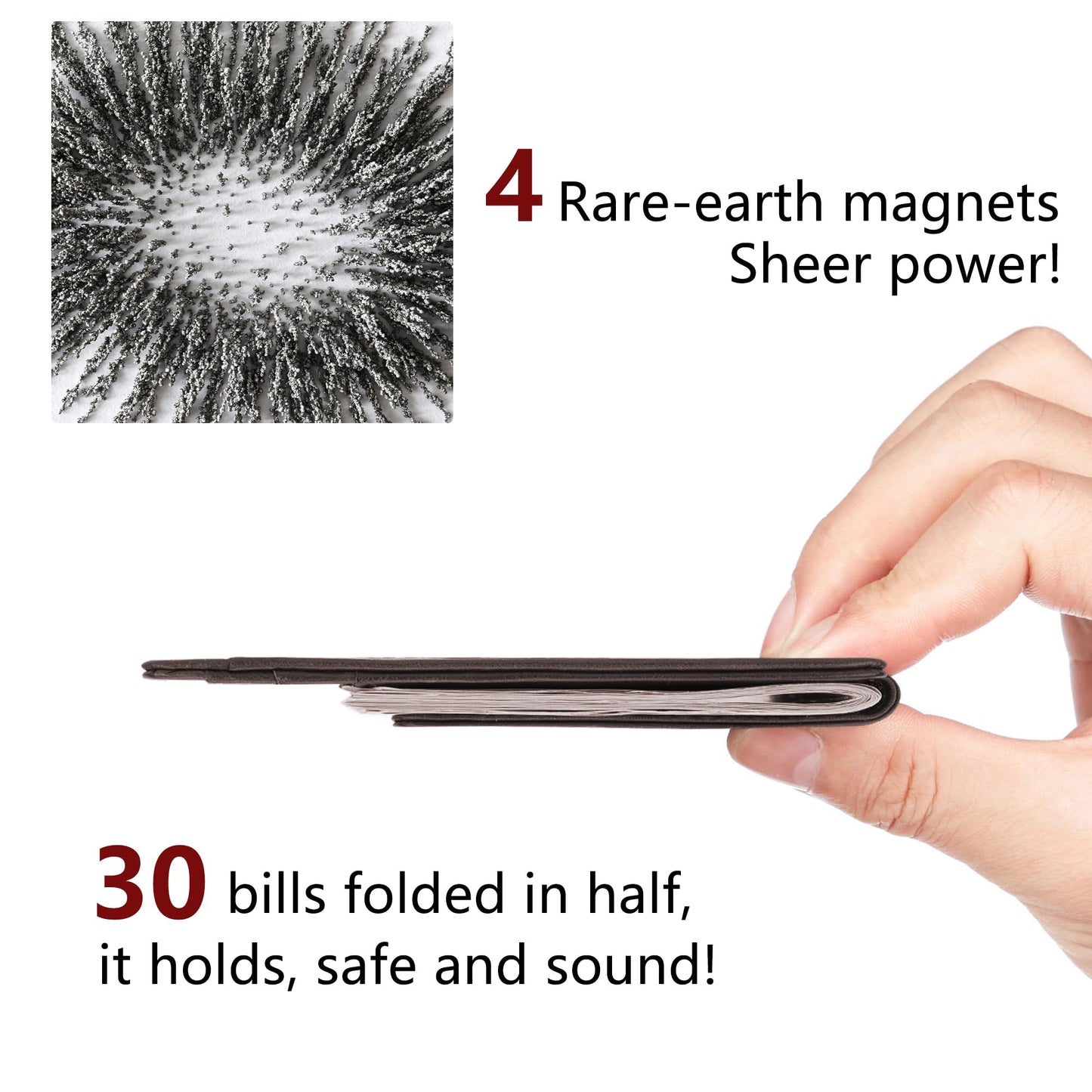 Minimalist Leather Wallet with Magnetic Money Clip