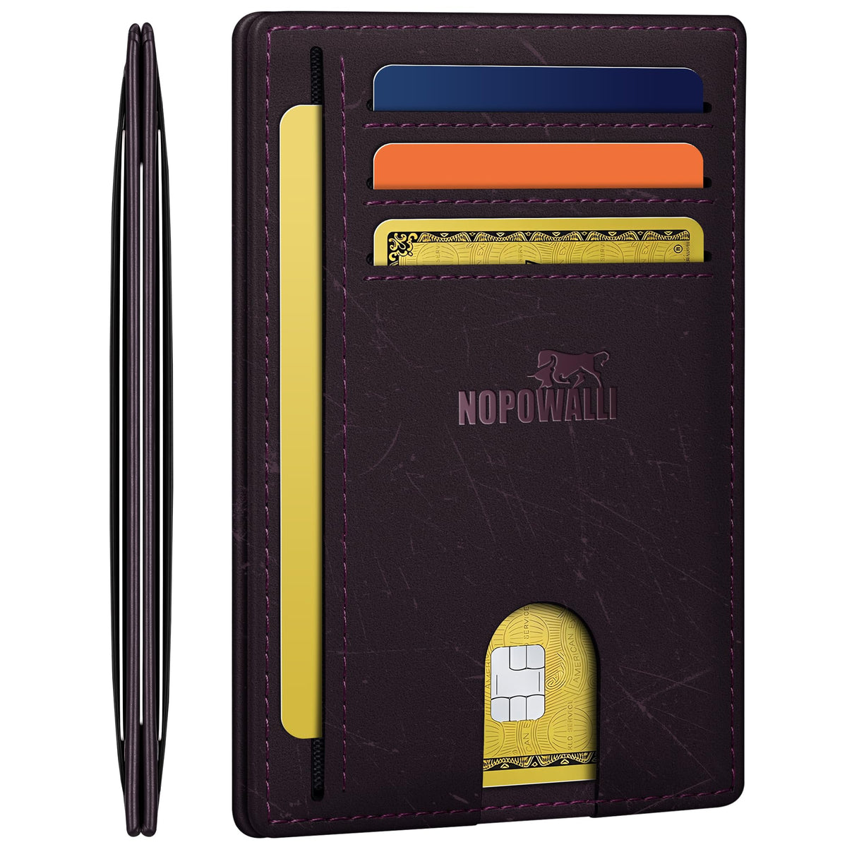 NopoWalli Slim RFID Blocking Genuine Leather Wallet
