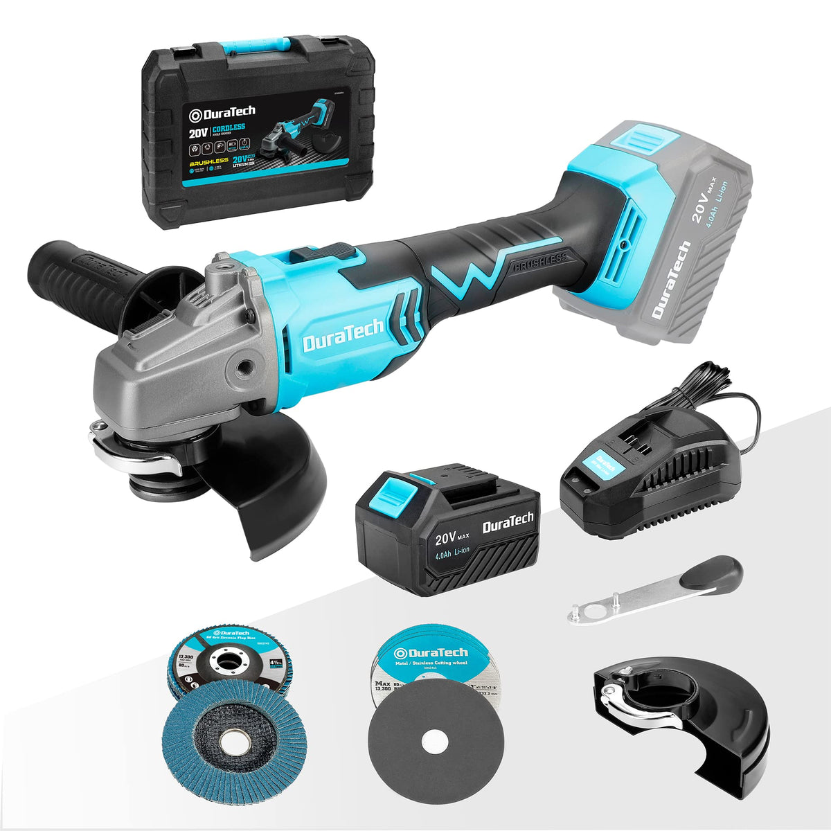 20V Cordless Brushless Angle Grinder Kit with Battery