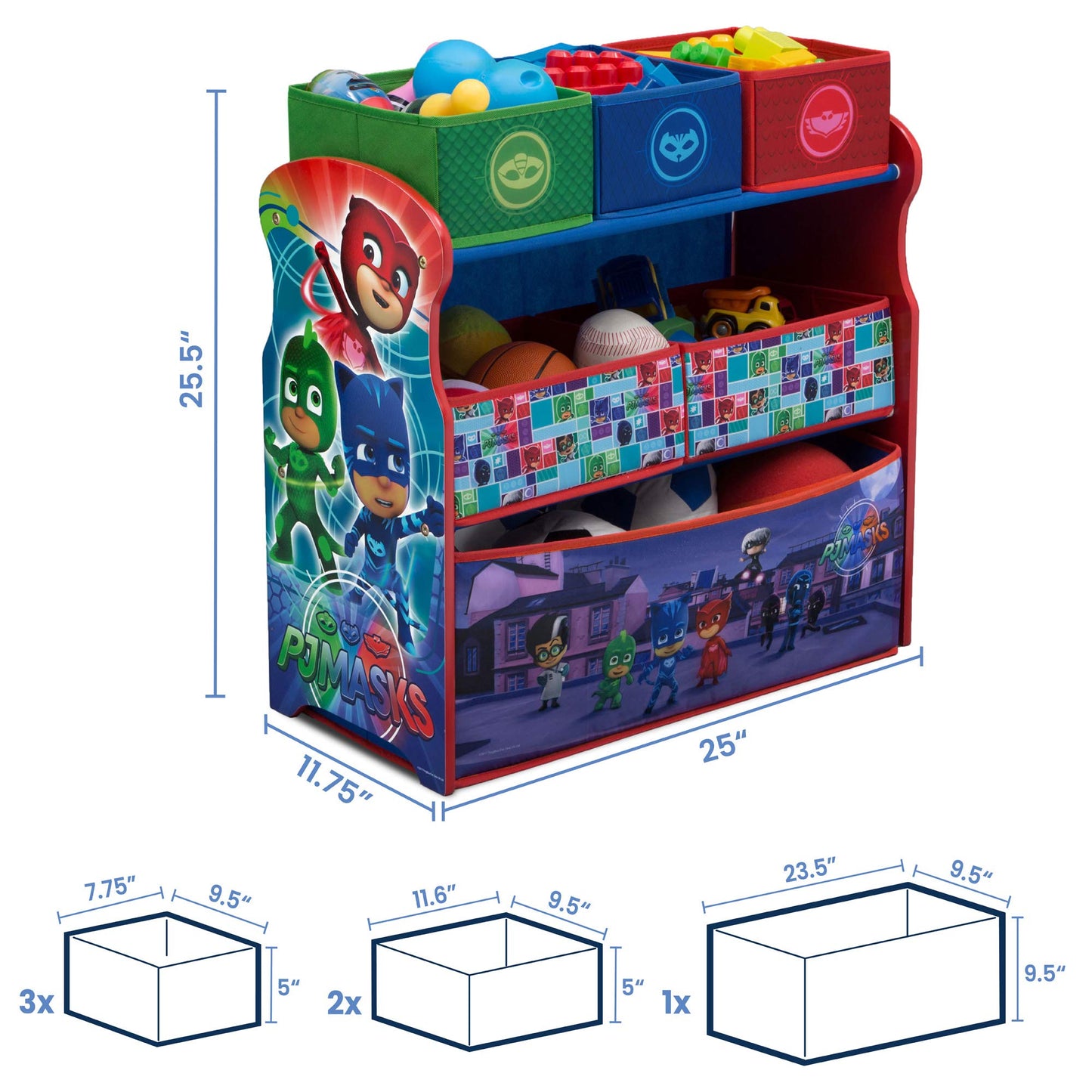 Delta Children Multi-Bin Toy Organizer, PJ Masks