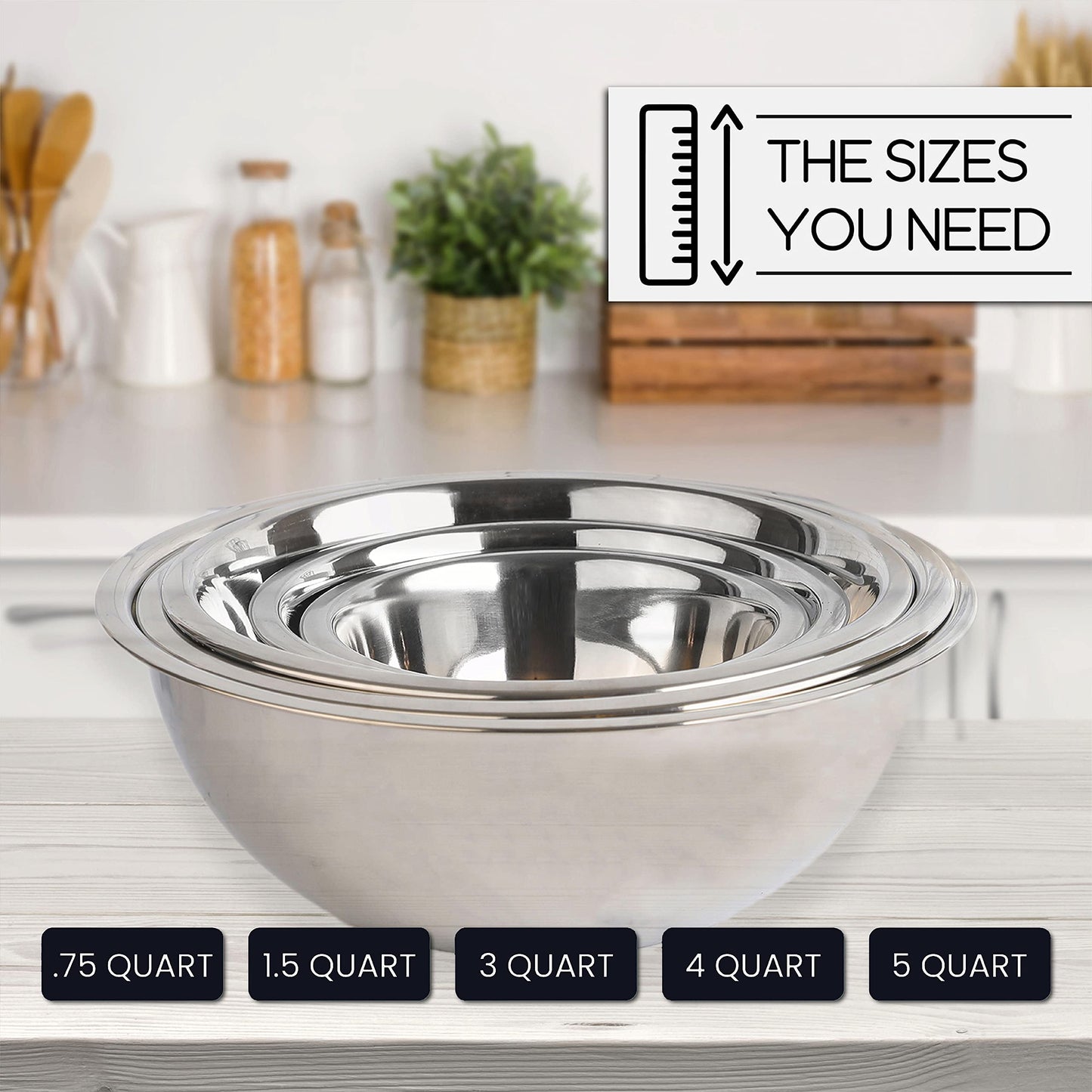 5-Piece Stainless Steel Mixing Bowl Set