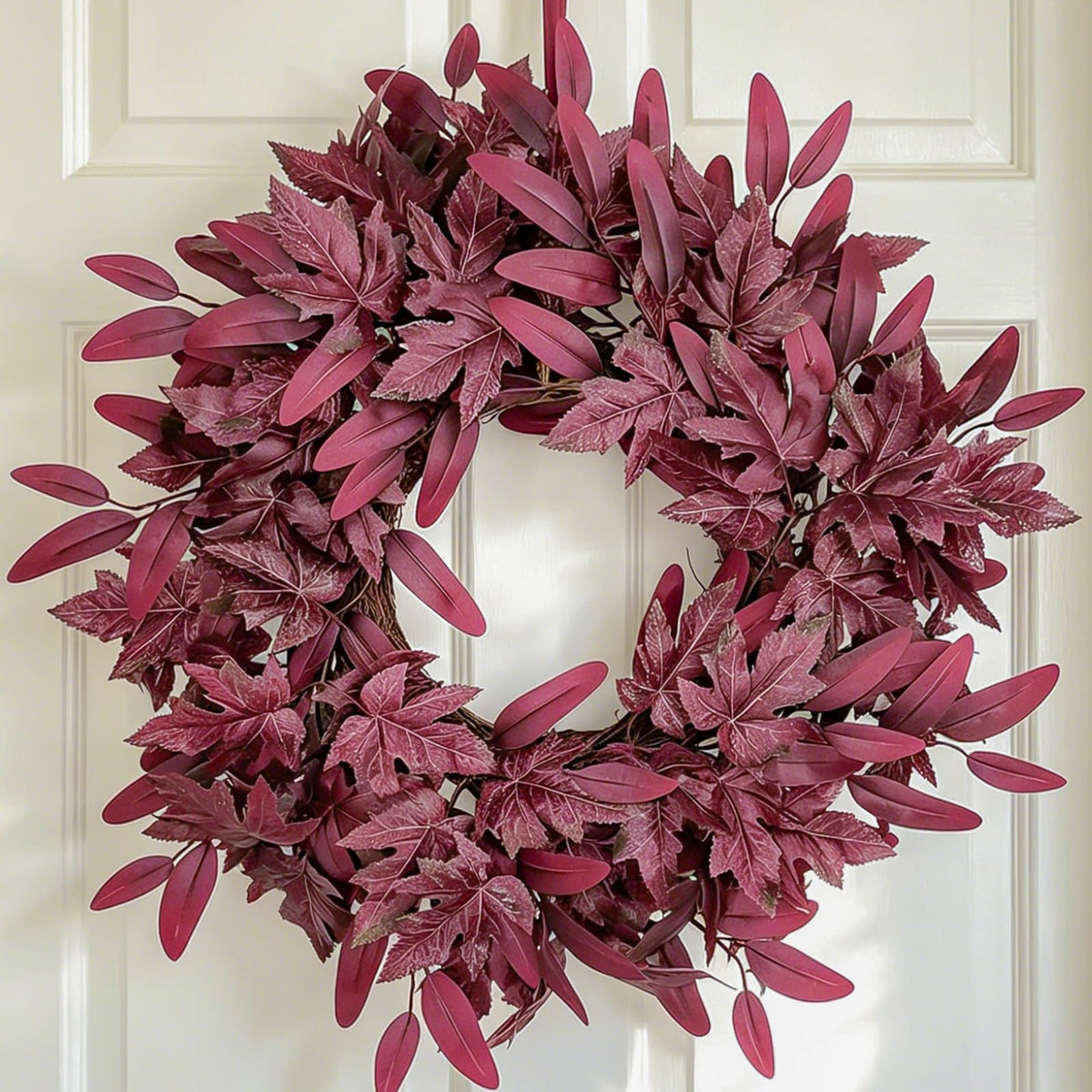 24-Inch Artificial Fall Maple Leaf Door Wreath
