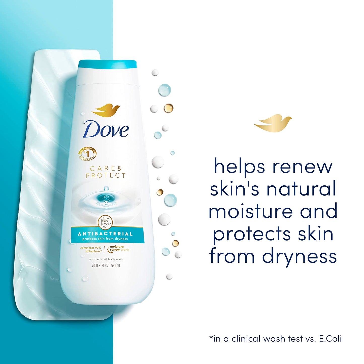 Dove Body Wash Care & Protect Antibacterial 4 Count For All Skin Types Protects from Dryness 20 oz