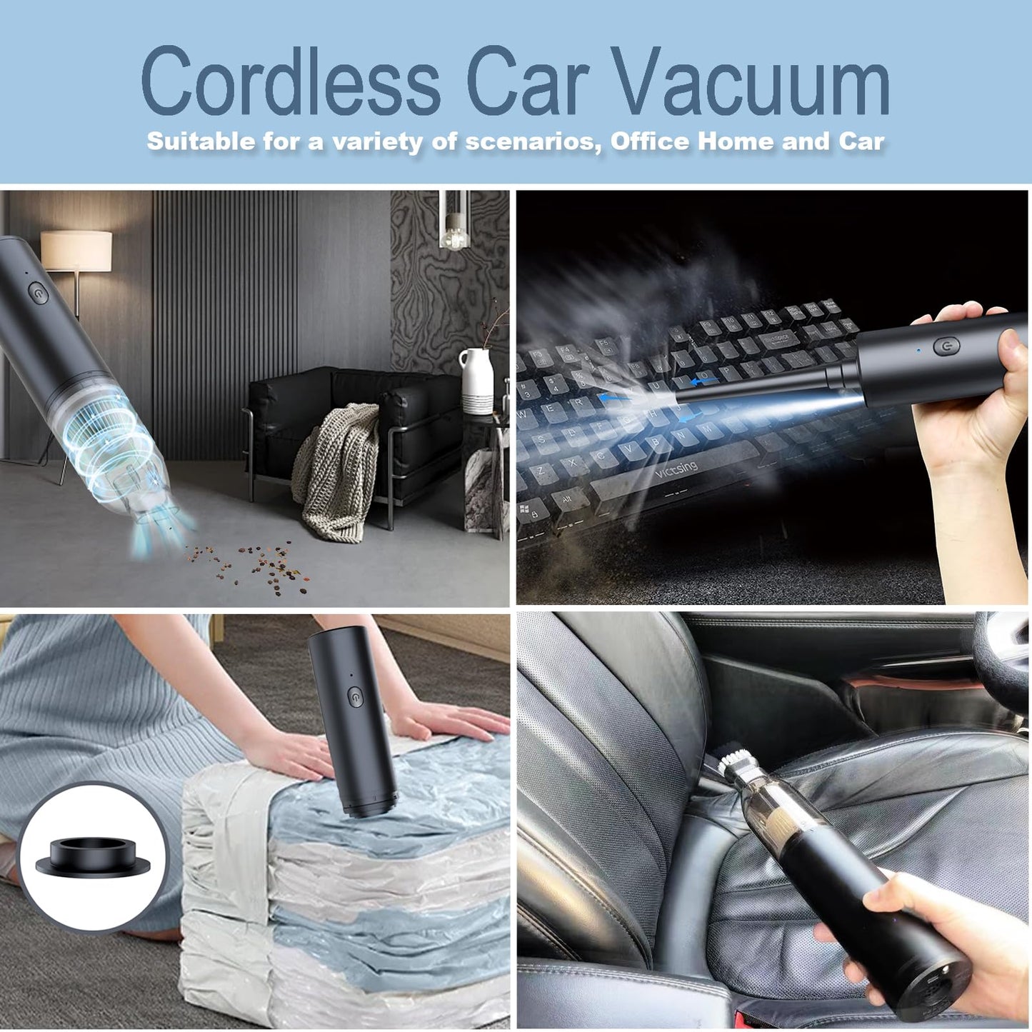 Cordless Handheld Car Vacuum with Air Duster