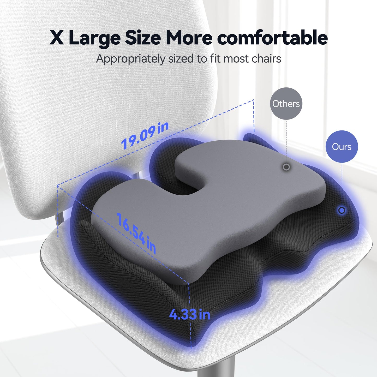 X Large Memory Foam Seat Cushion for Pain Relief