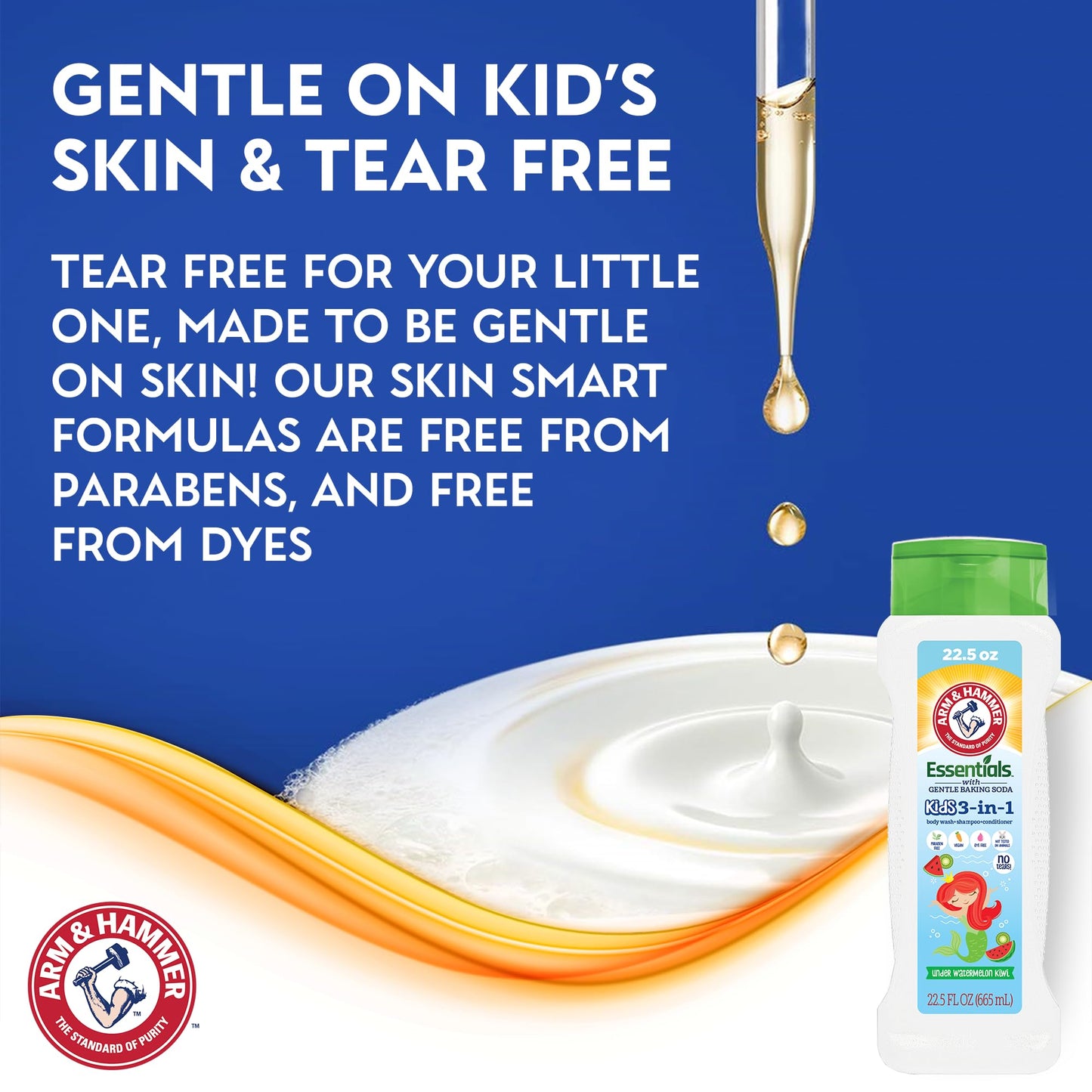 Arm & Hammer Essentials Kids Body Wash - 3-in-1 Watermelon Kiwi 22.5oz - Kids Shampoo and Body Wash And Conditioner - Non Toxic Body Wash