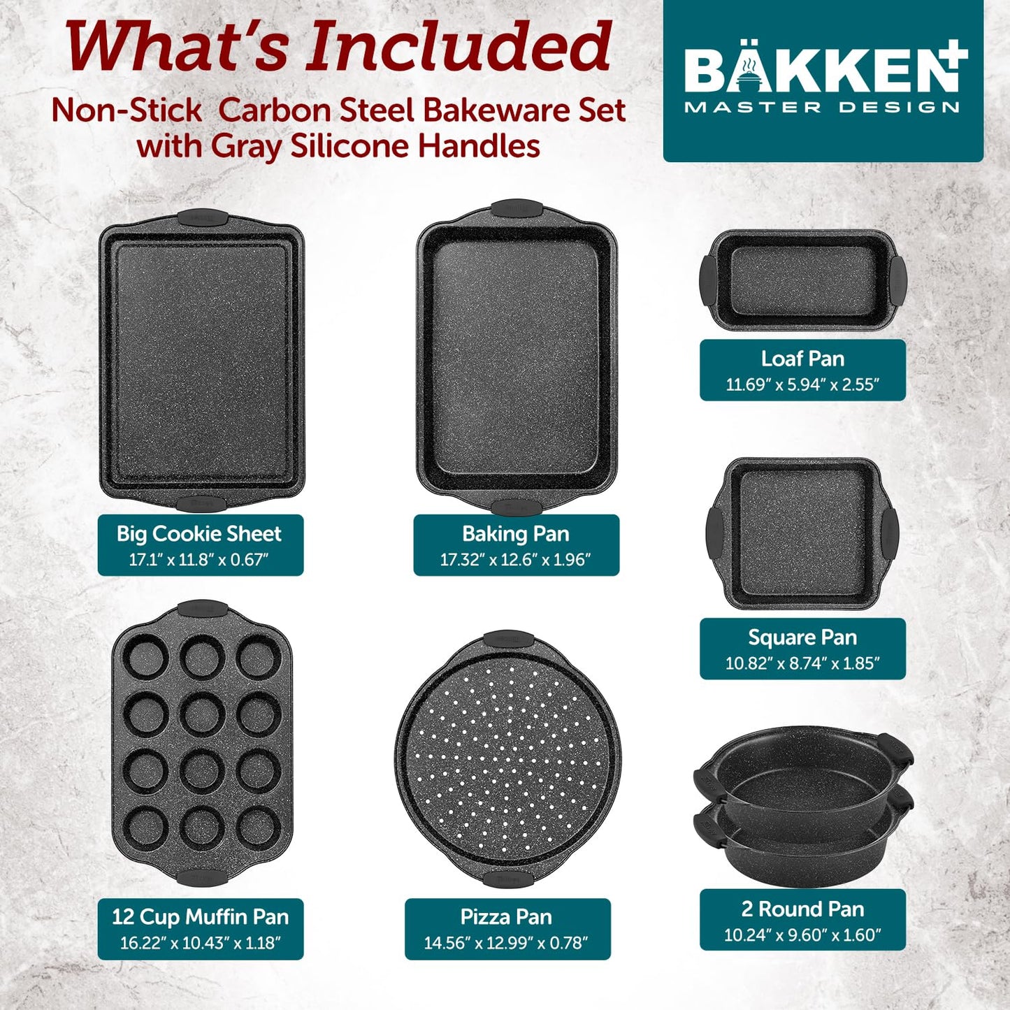 8-Piece Nonstick Bakeware Set by BAKKENMASTER