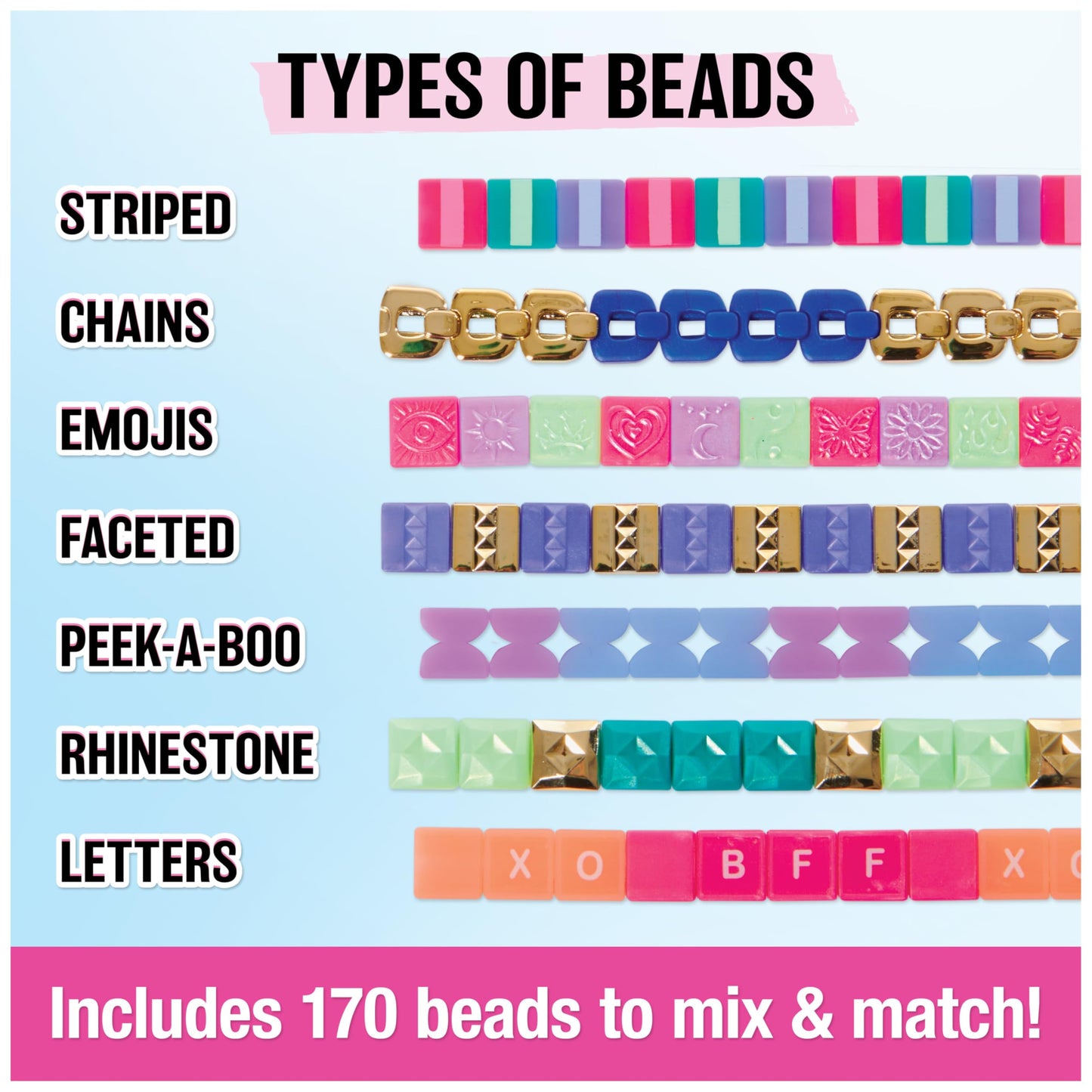 Cool Maker PopStyle Bracelet Maker, 170 Beads for Bracelets, Make & Remake 10 Bracelets, Bracelet Making Kit, Arts & Crafts Christmas Gifts for Kids