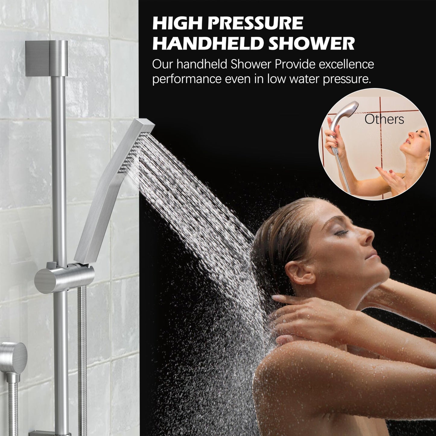 HomGoo Rain Shower Faucet Set with Handheld