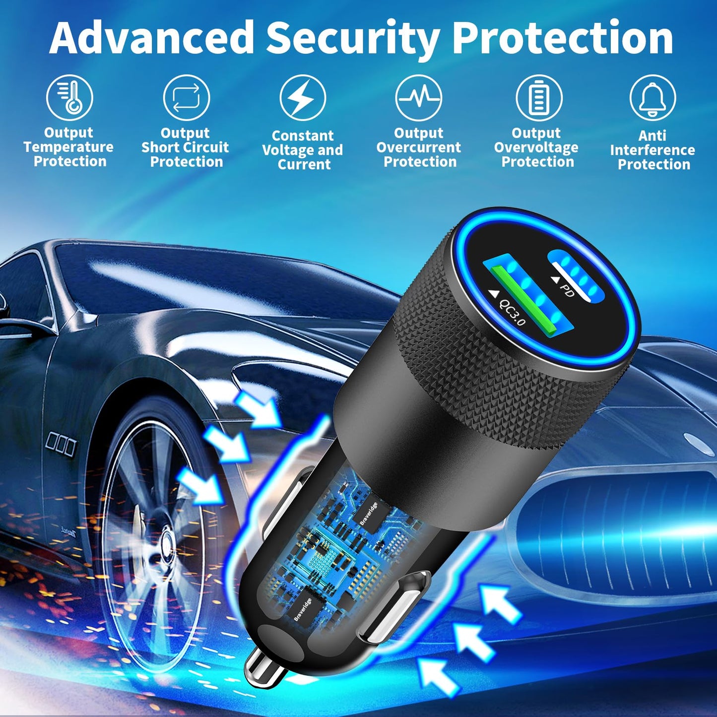 iPhone 16 Fast Car Charger with Braided Cable