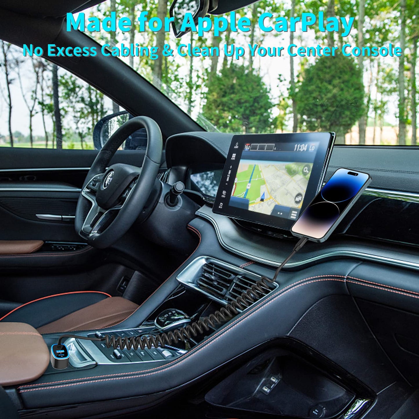 105W USB-C Fast Car Charger with 6FT Cable