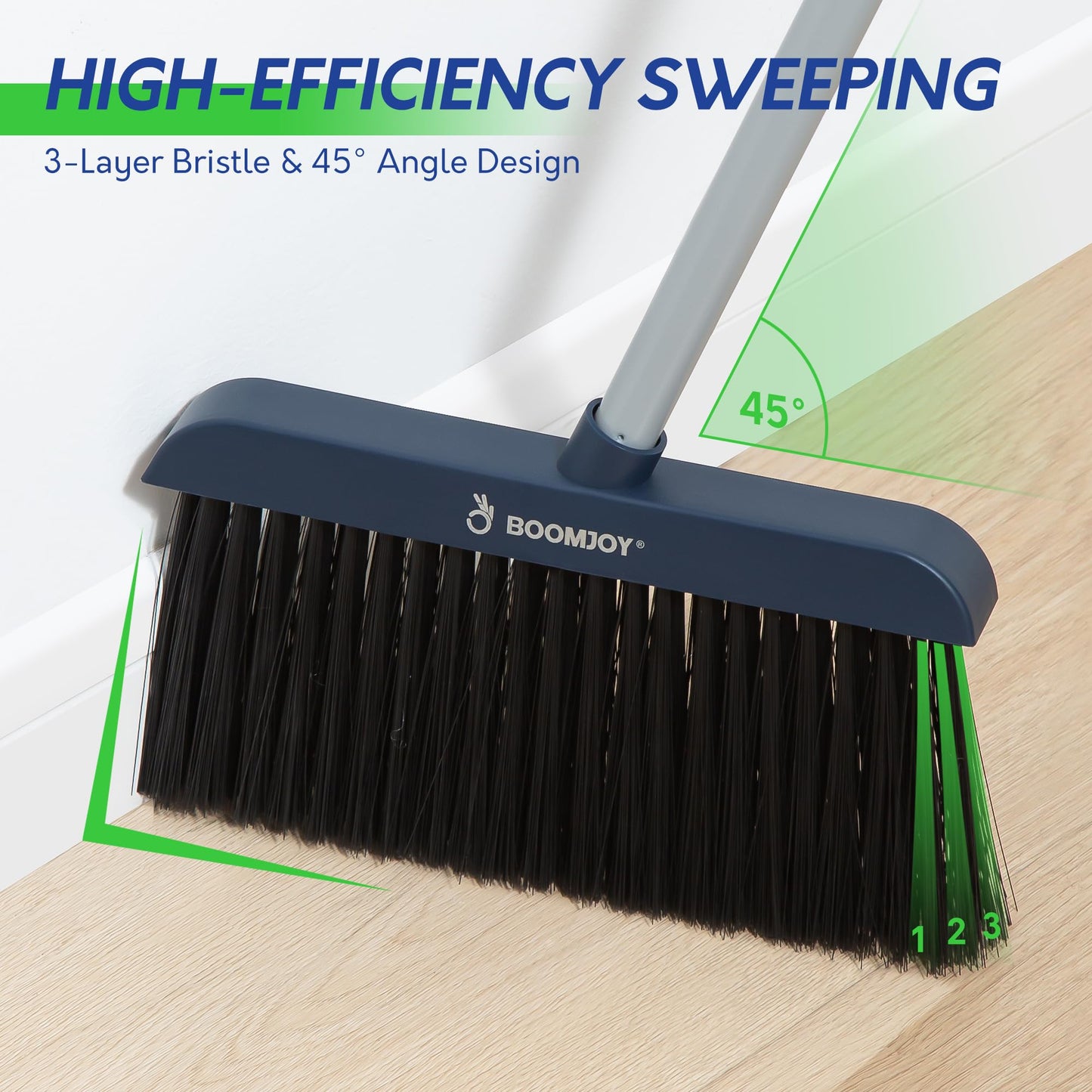 BOOMJOY Adjustable Broom and Dustpan Set