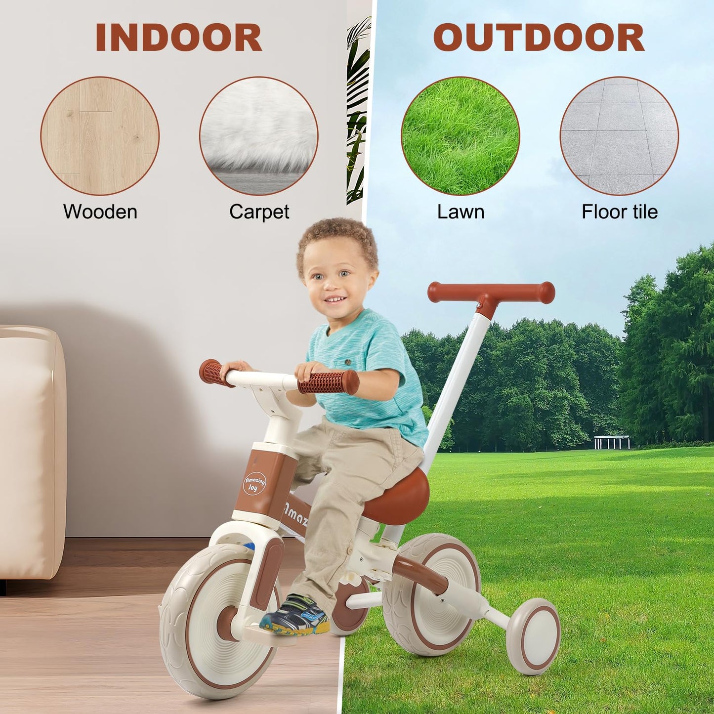 6 in 1 Toddler Tricycle with Adjustable Seat