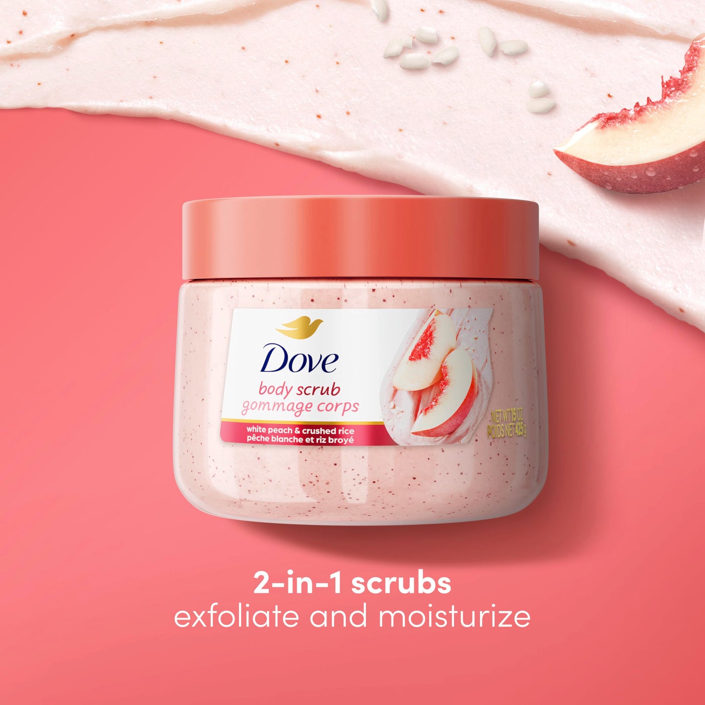 Dove Body Scrub with White Peaches & Rice
