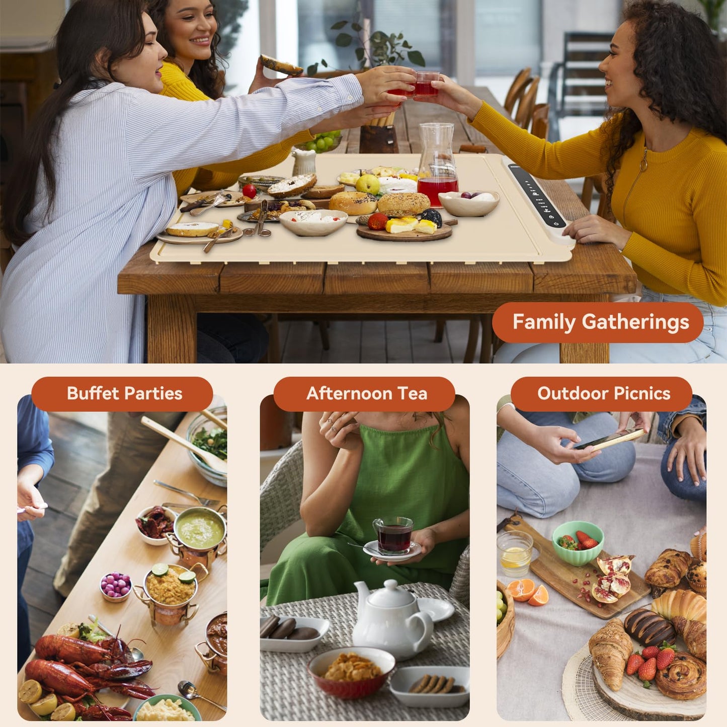 Electric Food Warming Mat with Adjustable Heat