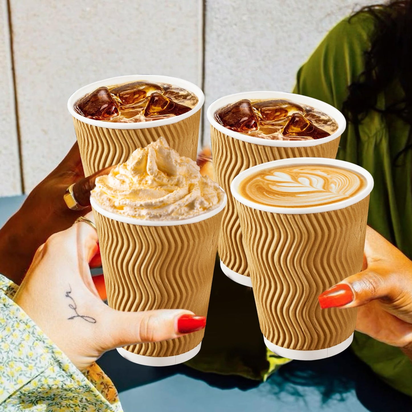 Insulated Disposable Coffee Cups 12 oz 50 Pack