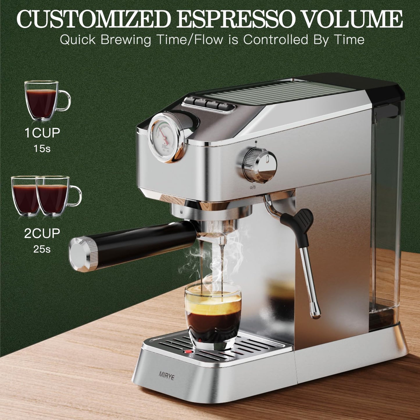 MR MIRYE 20 Bar Stainless Steel Espresso Machine