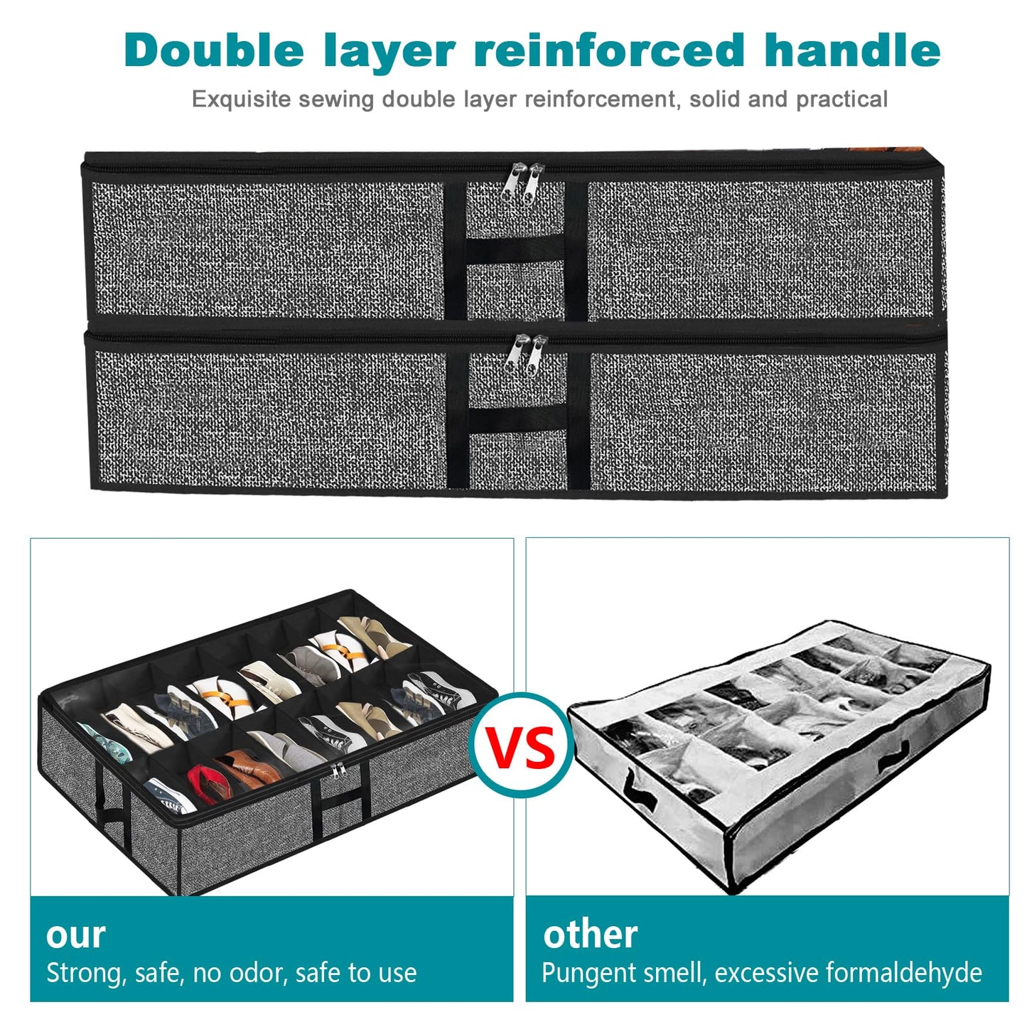 2 Pack Under Bed Shoe Storage Organizer