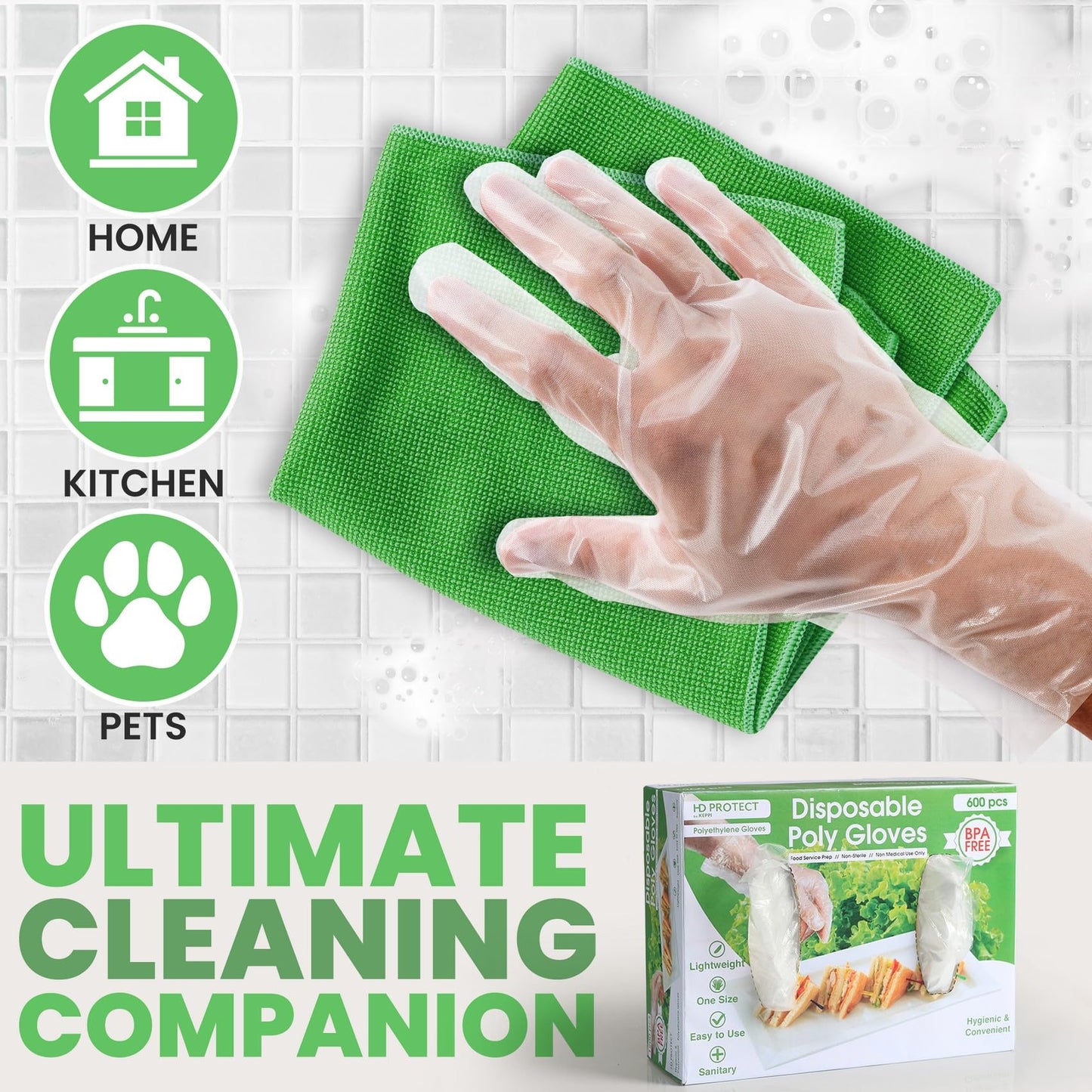 600 Pack Plastic Disposable Gloves for Food Handling