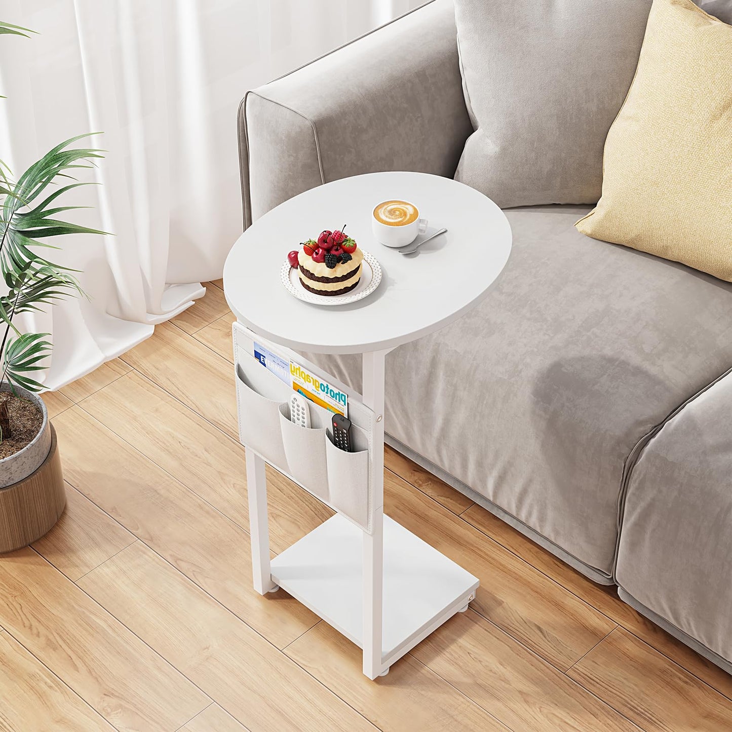 C Shaped Side Table with Storage Bag