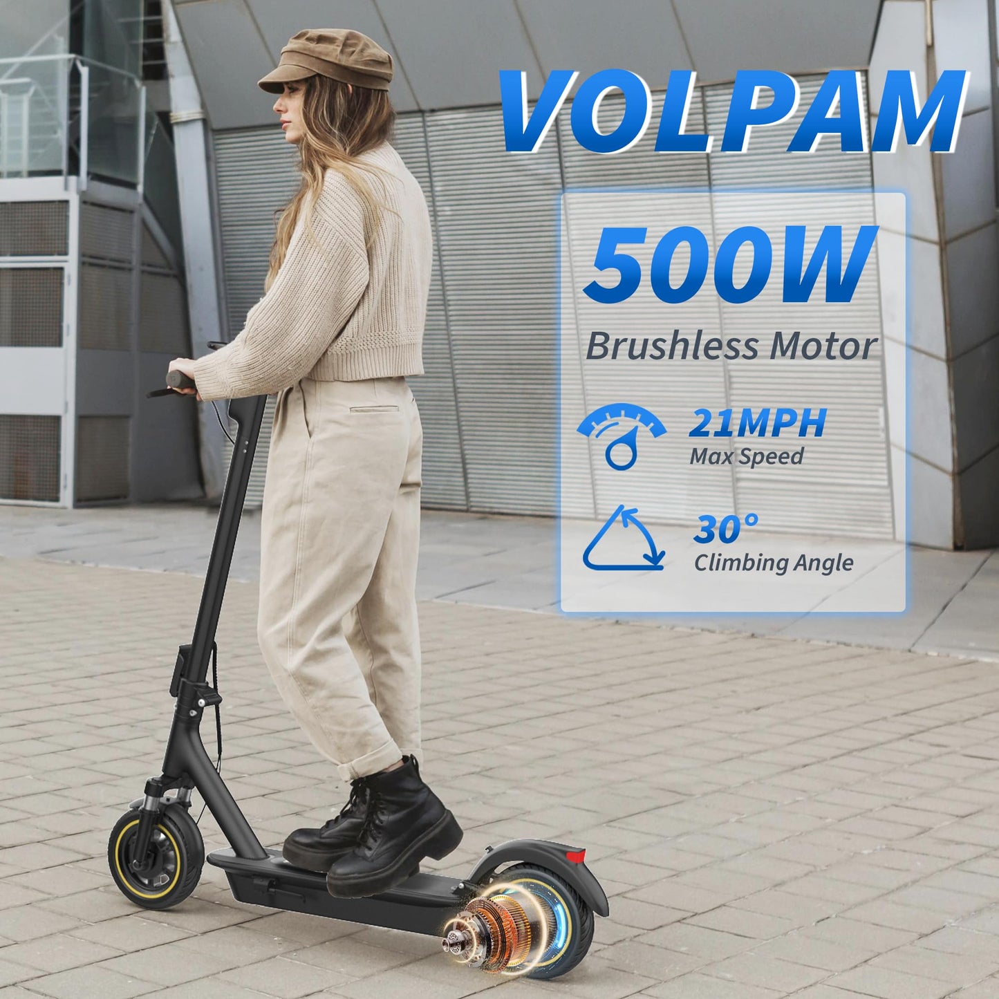 VOLPAM Electric Scooter 500W, 28 Miles Range