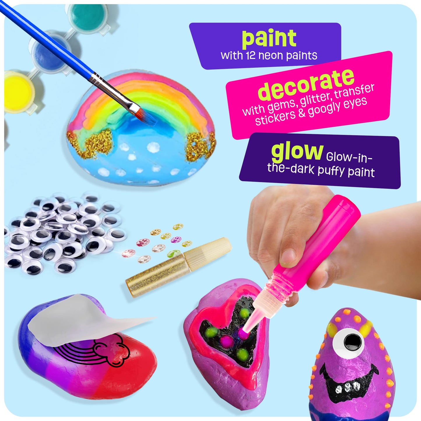 Dan&Darci Rock Painting Kit - Glow in Dark