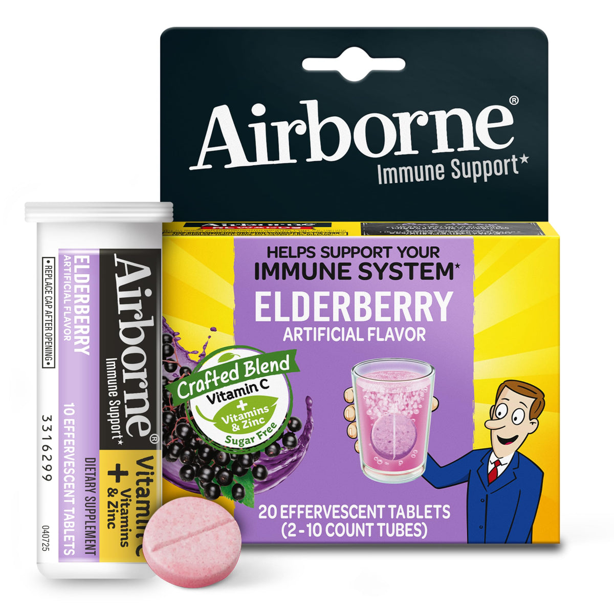 20 Count Airborne Vitamin C Immune Support Tablets (Star-K)