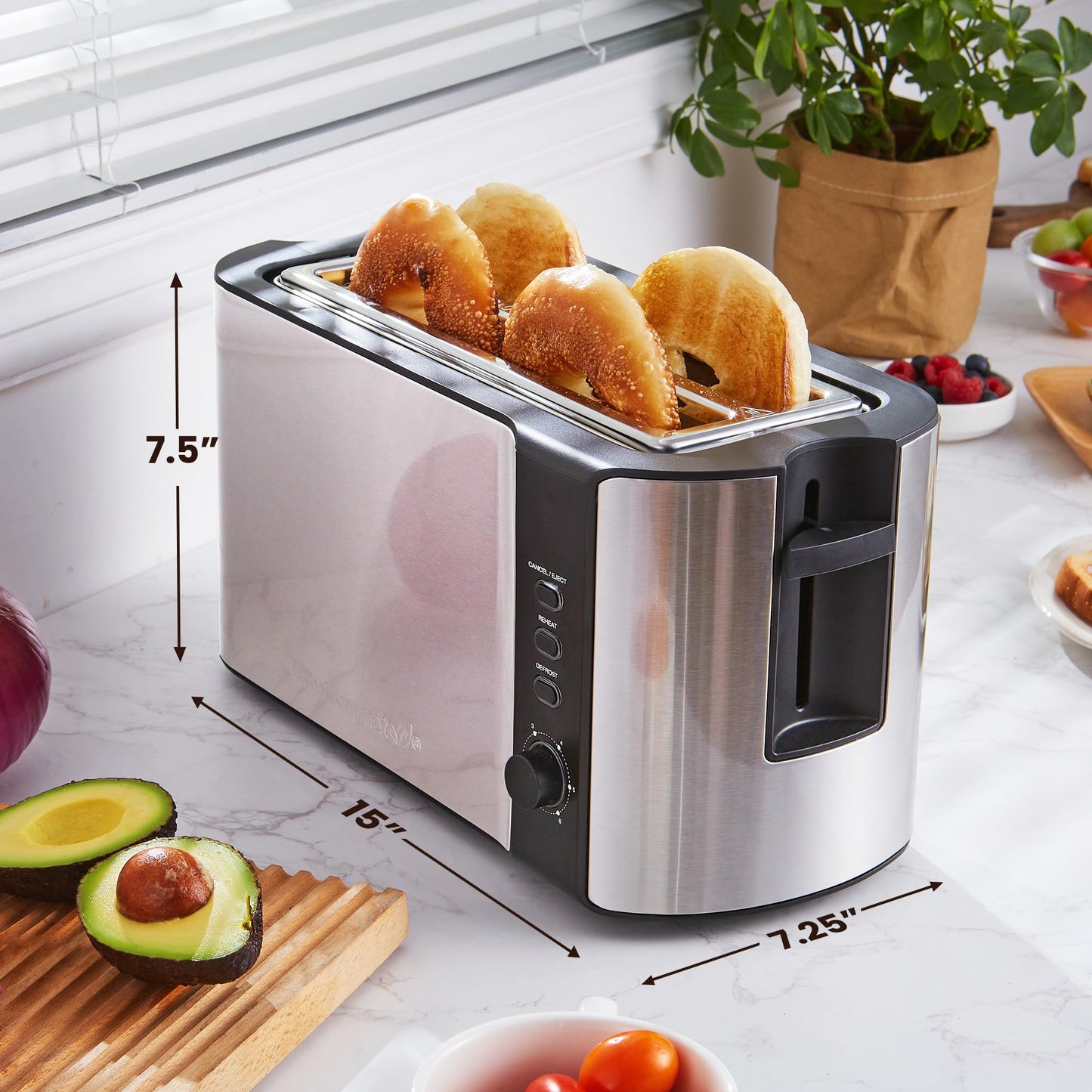 4-Slice Elite Gourmet Toaster with Extra Wide Slots
