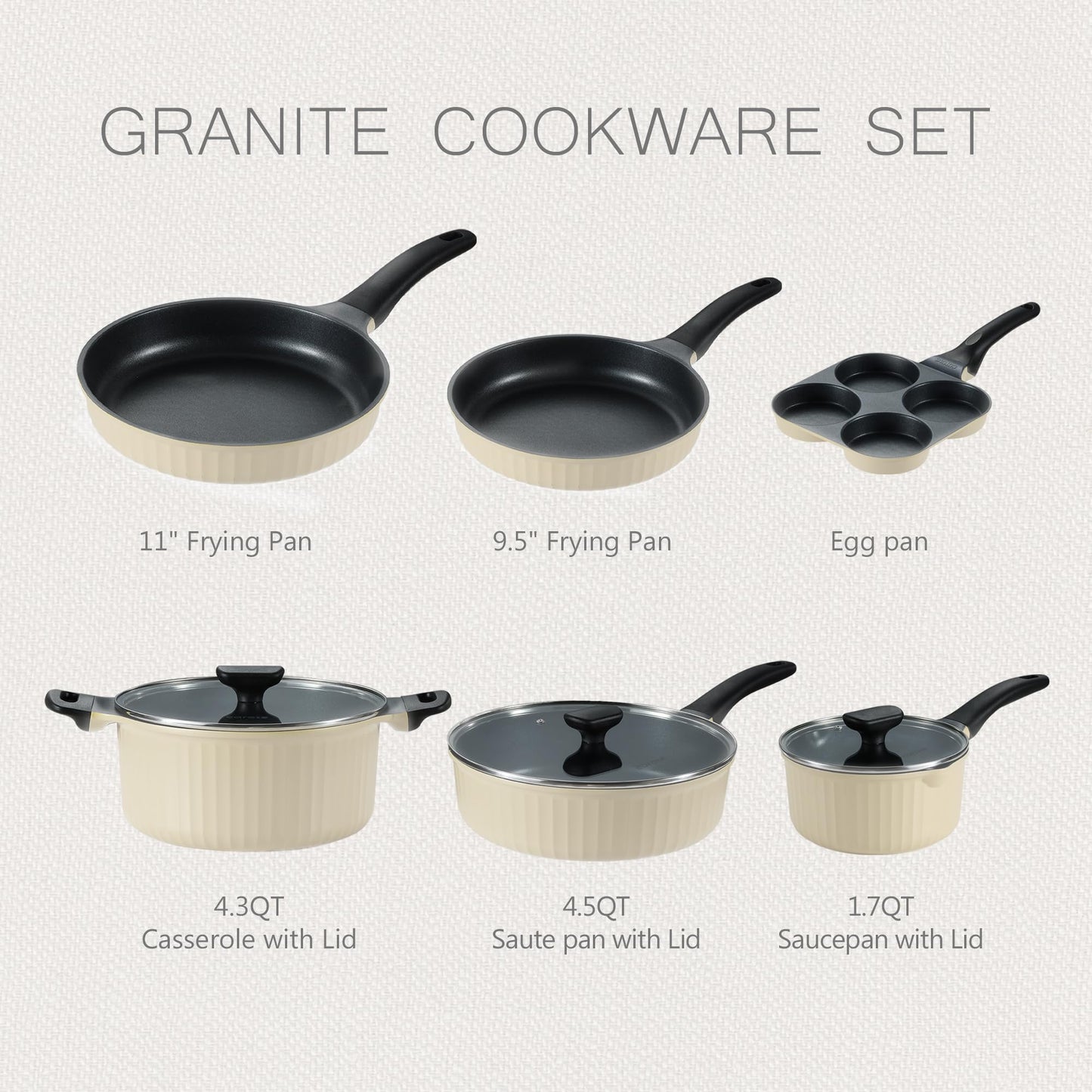CAROTE Nonstick Induction Cookware Set, 10-Piece