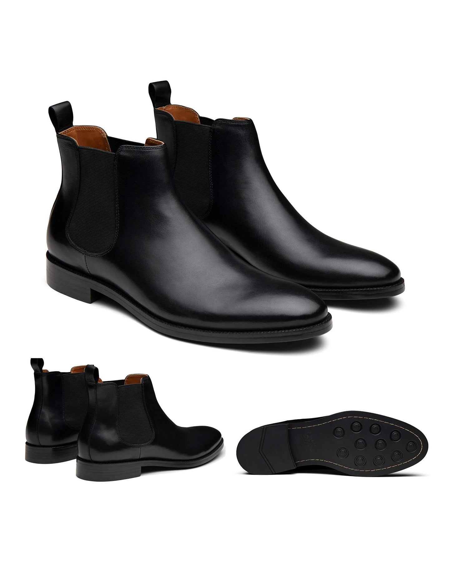 Dunross & Sons Black Leather Chelsea Boots for Men