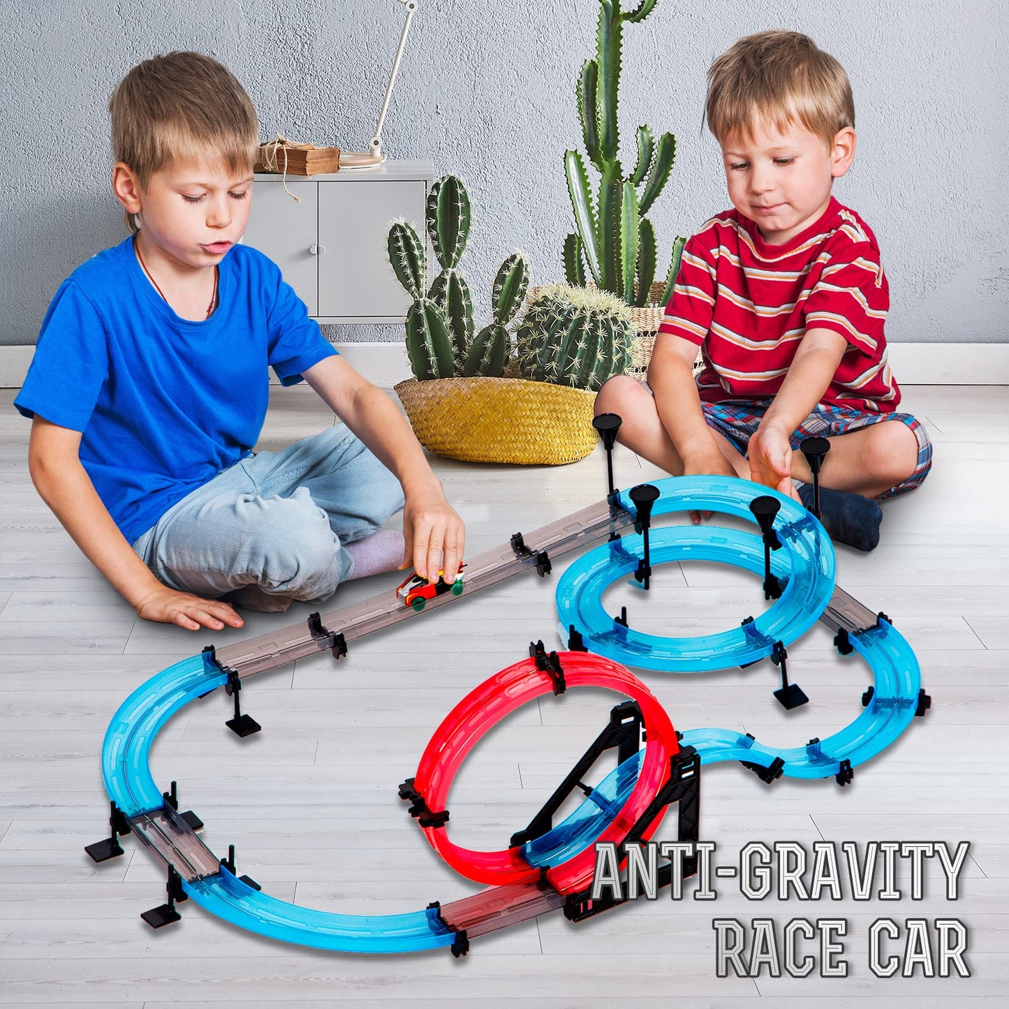 INSGEN Slot Car Race Track Sets for Kids, Magnetic Attraction Track Builder, Electric Remote Control Track Car Birthday Toys for Boys Kids Age 6 7 8-12